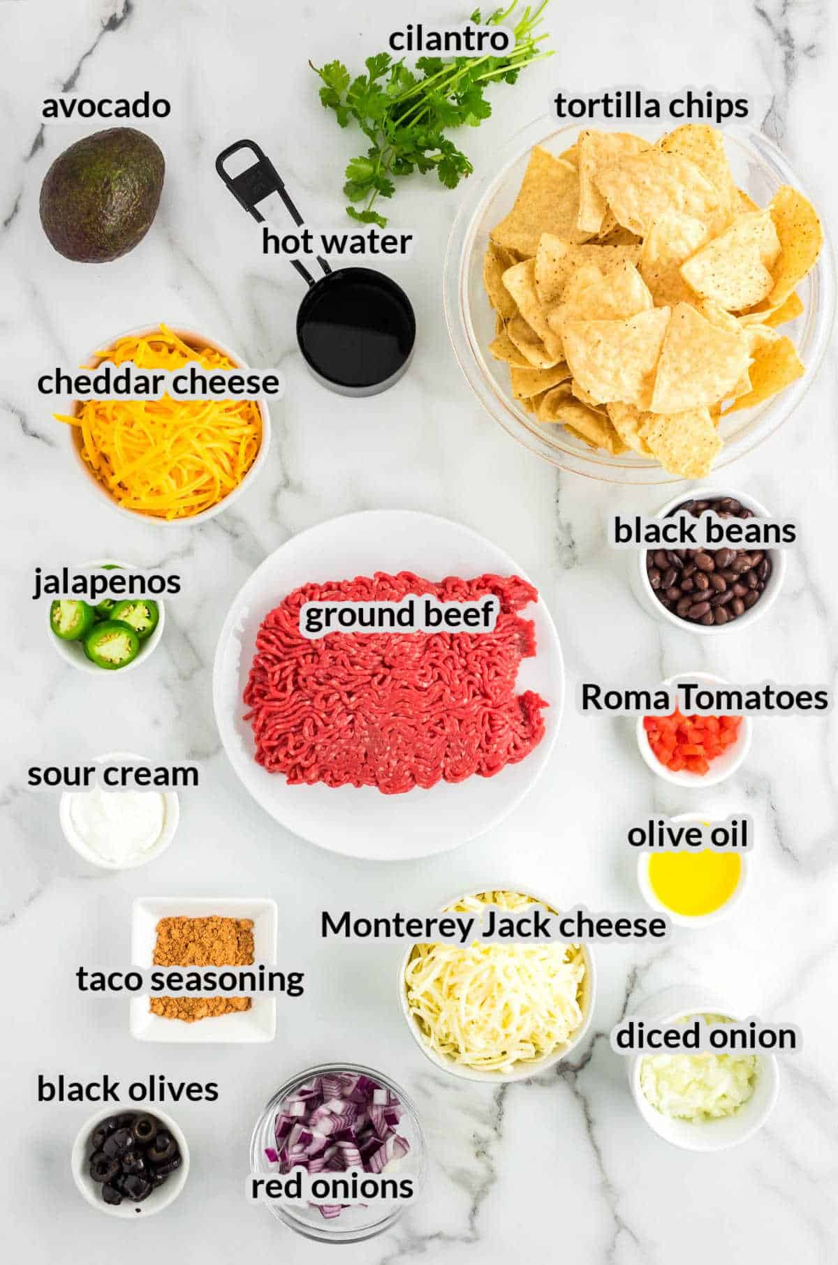 Overhead Image of Loaded Nacho Recipe