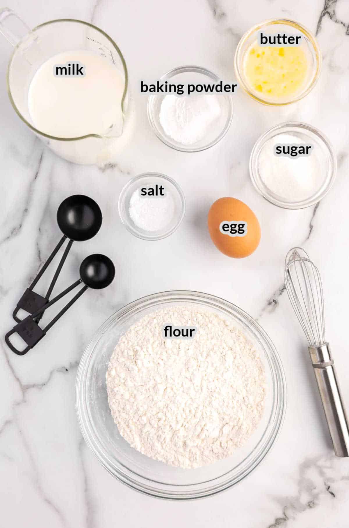 Overhead Image of Mini Pancake Recipe Ingredients