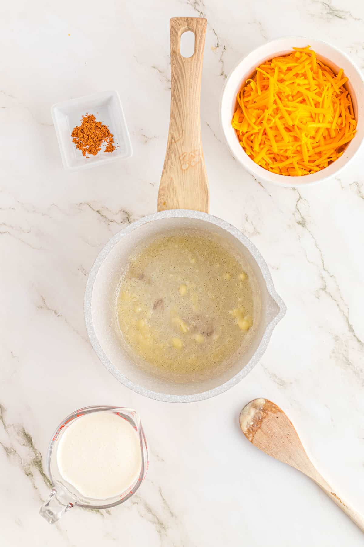 Preparing Cheesesauce for Nacho Fries Recipe