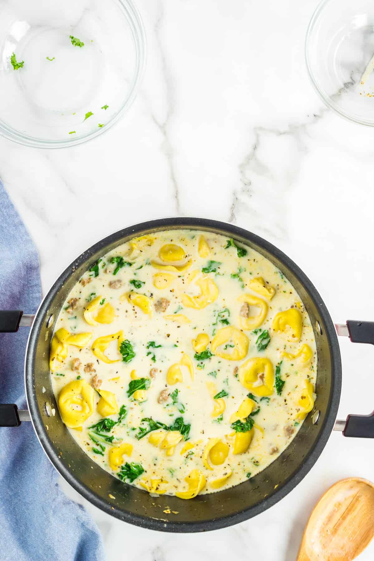 Italian Sausage Tortellini Soup Recipe Simmering