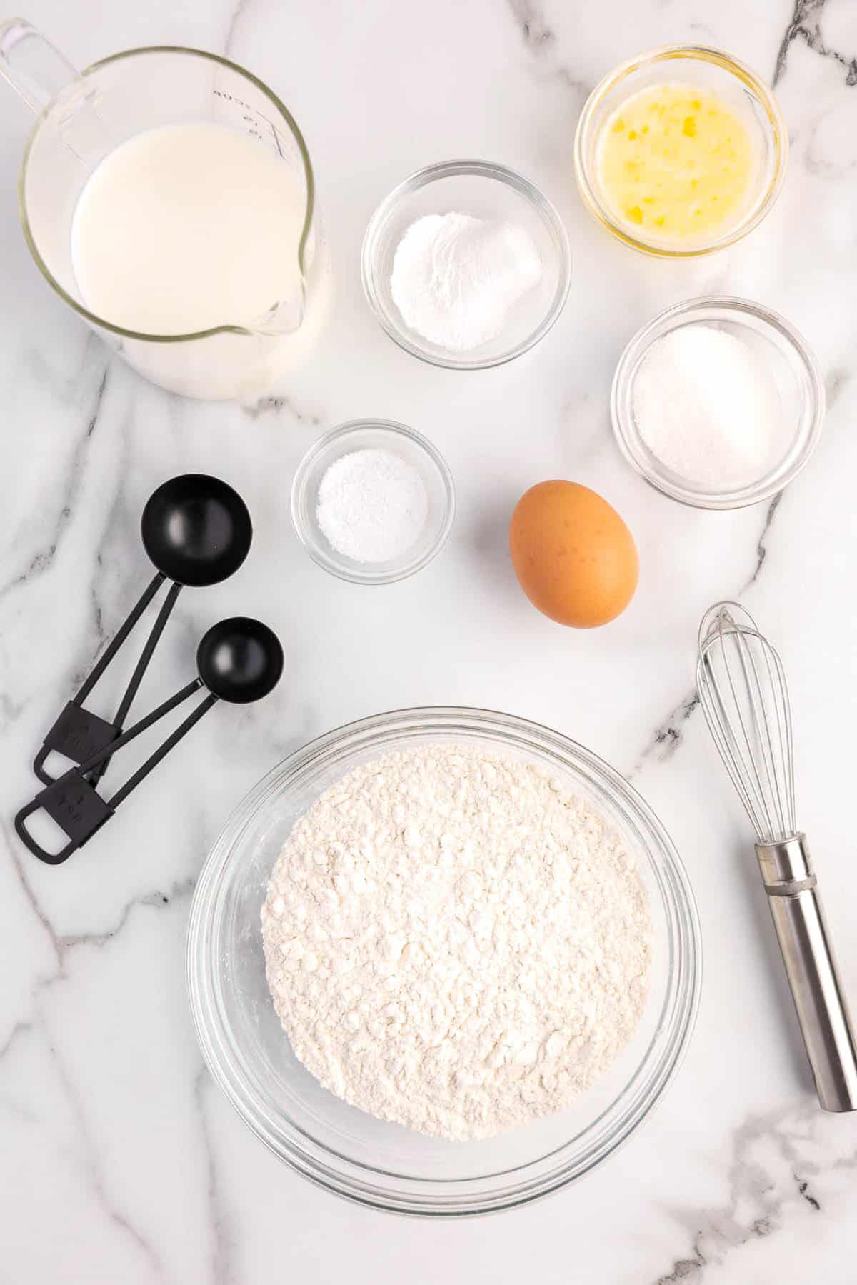 Mini Pancake Recipe with Dry Ingredients Measured