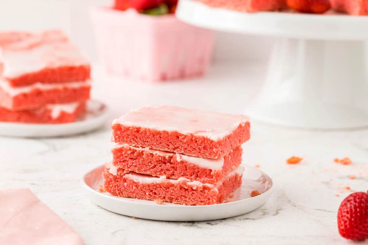 Strawberry Brownies with Ooey Gooey Strawberry Glaze