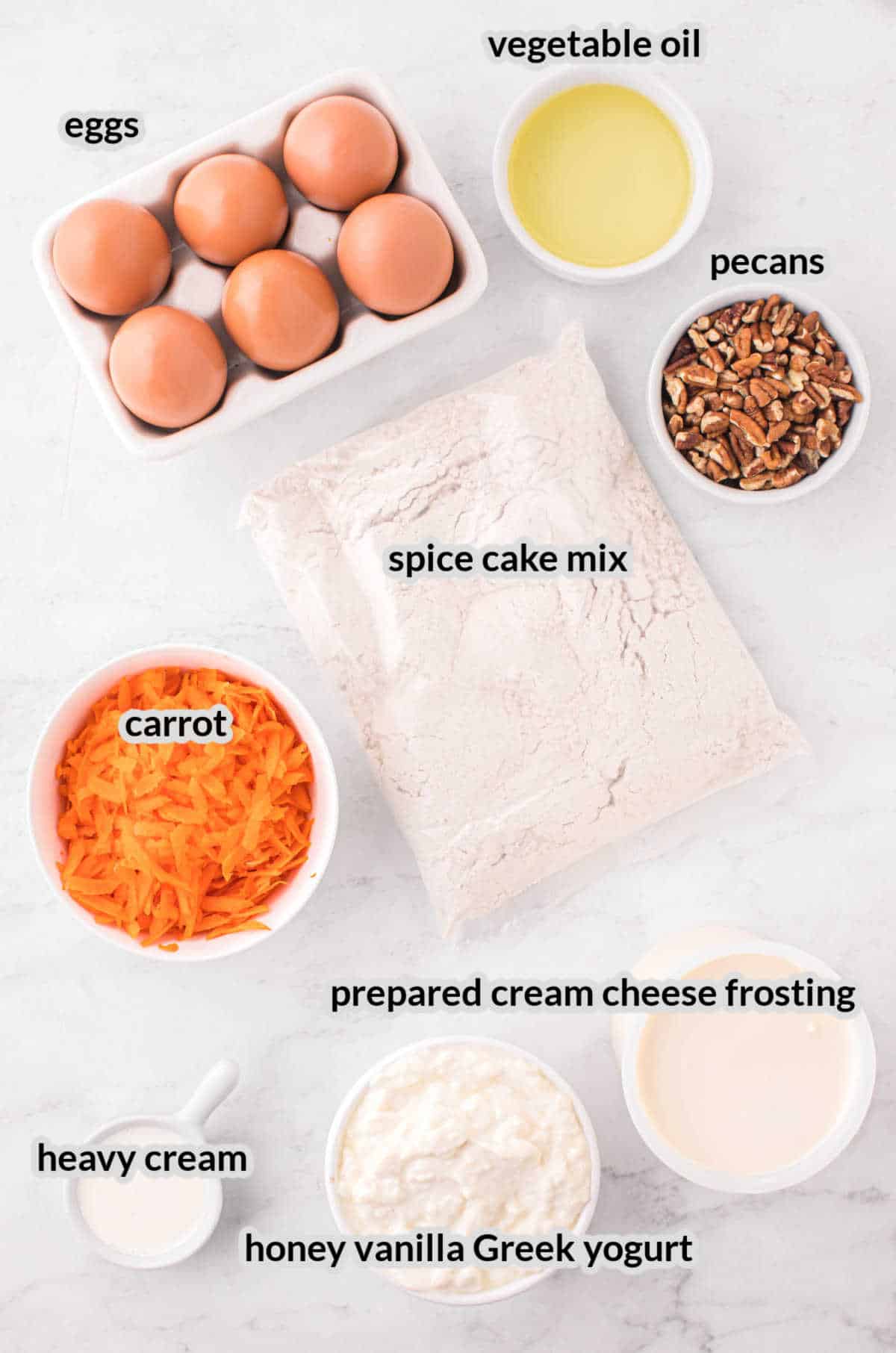 Overhead Image of Carrot Bundt Cake Recipe Ingredients