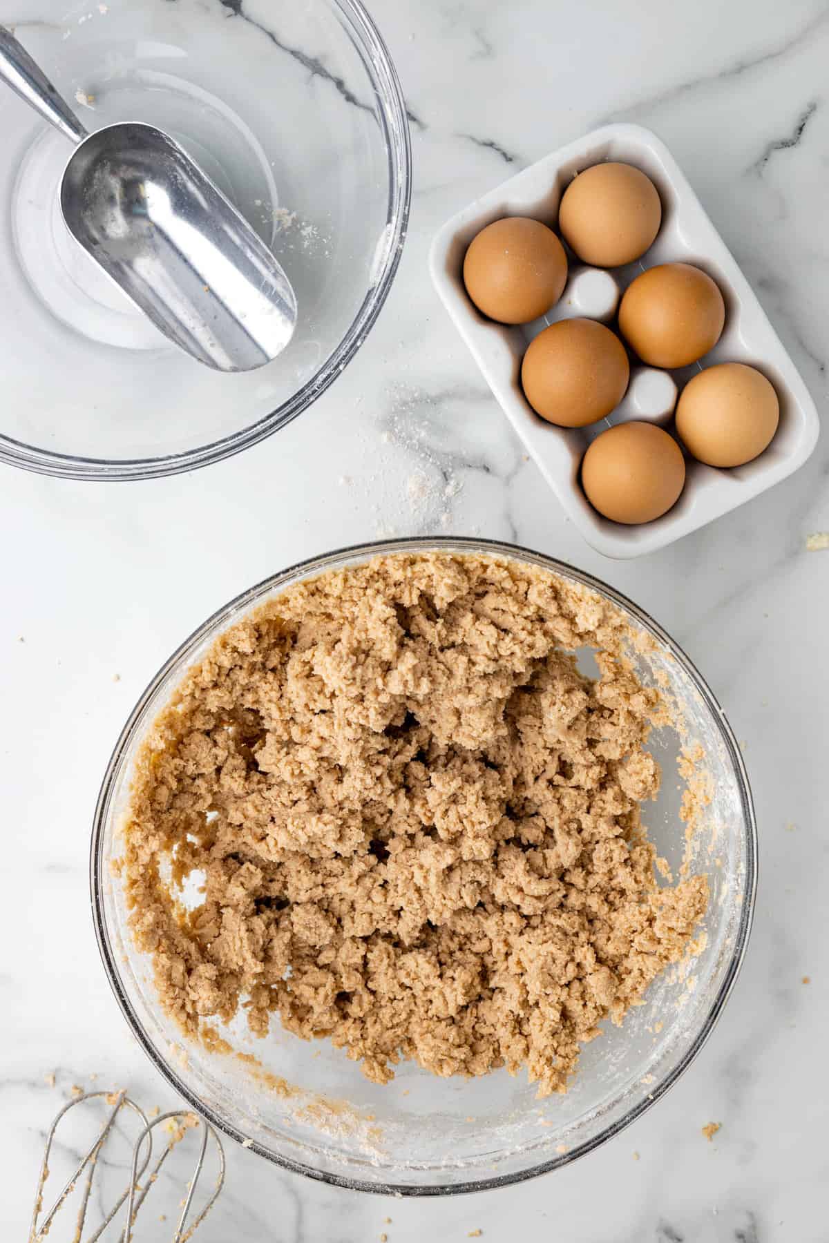 Perfectly Blended Cookie Batter for Adding Egg to the Wet Ingredients for Carrot Cake Cookies