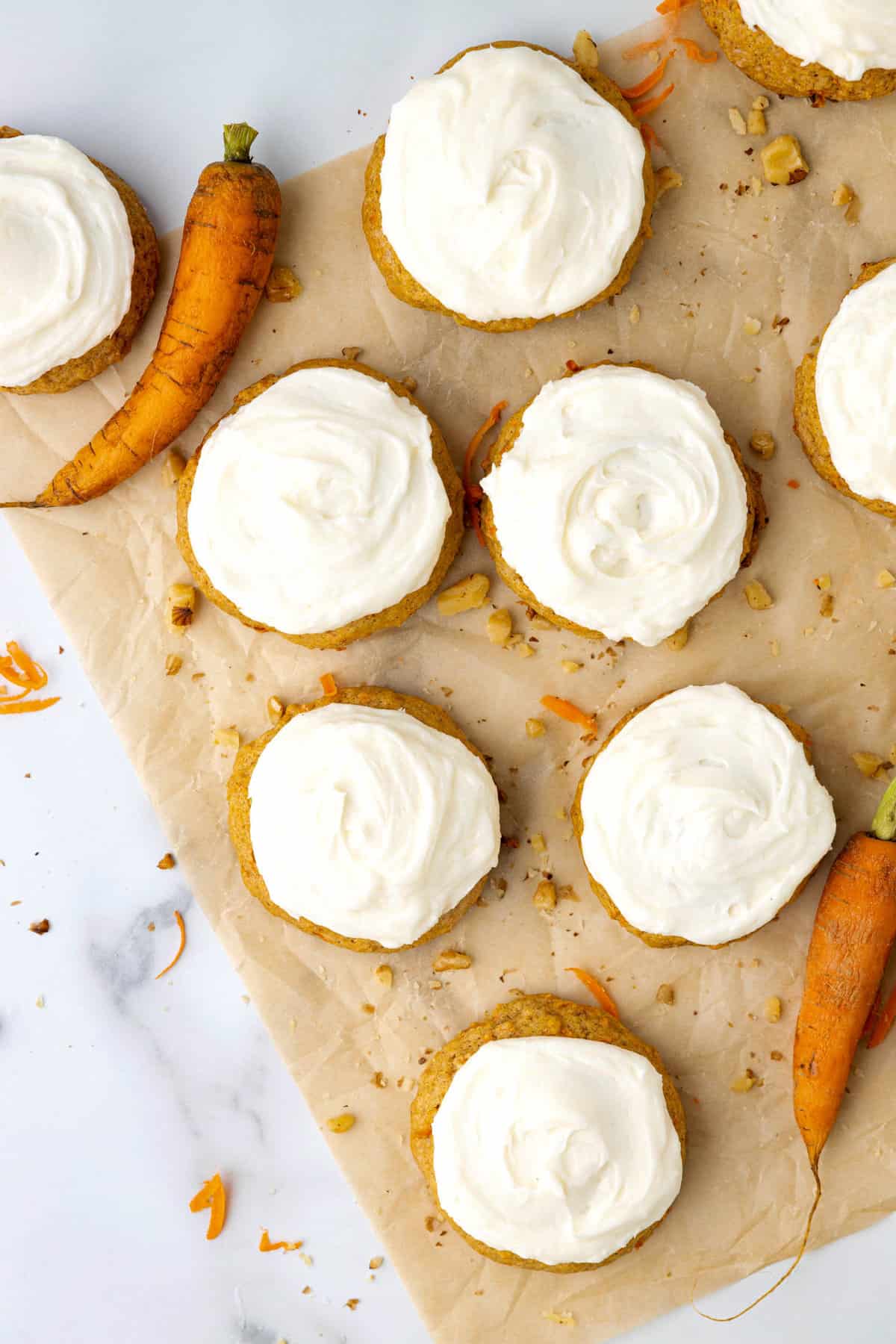 Carrot Cake Cookies Frosted in Creamy Frosting