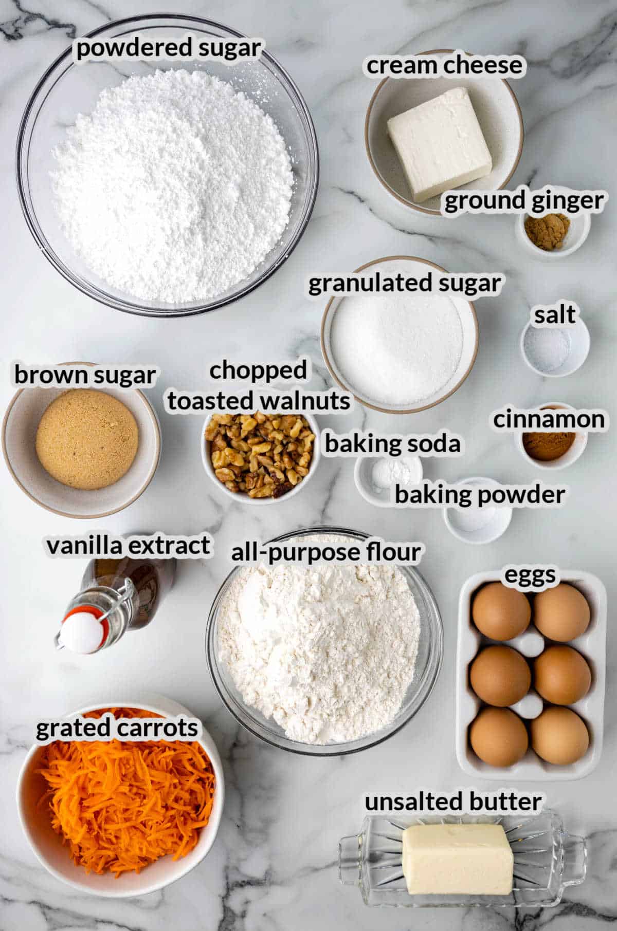 Overhead Image of Carrot Cake Cookies Ingredients