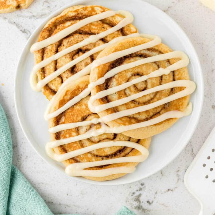 Square Image of Cinnamon Roll Pancake Recipe