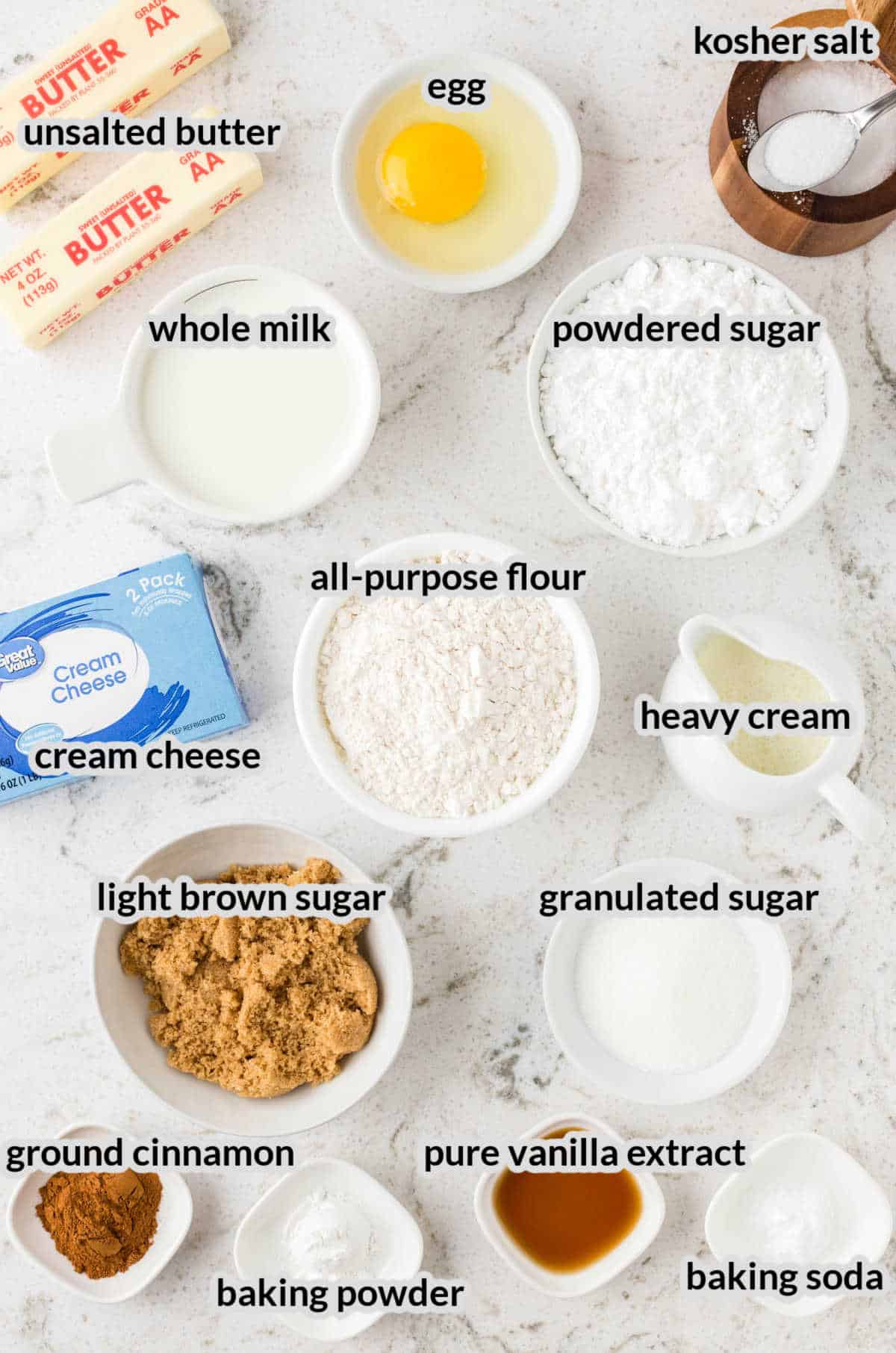 Overhead Image of Cinnamon Roll Pancake Recipes