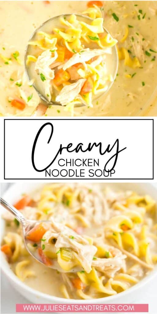 Creamy Chicken Noodle Soup JET Pin Image
