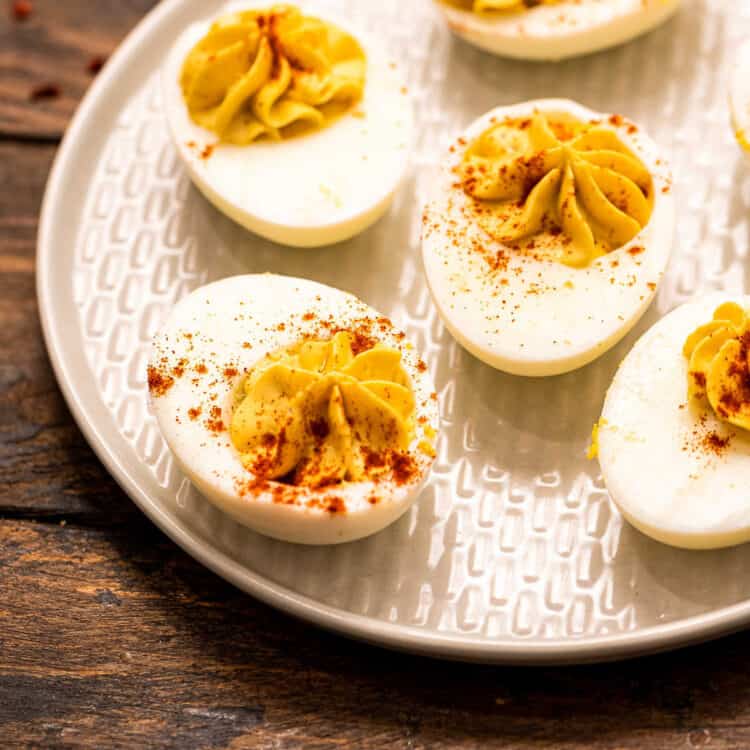 Deviled Eggs on a white plate