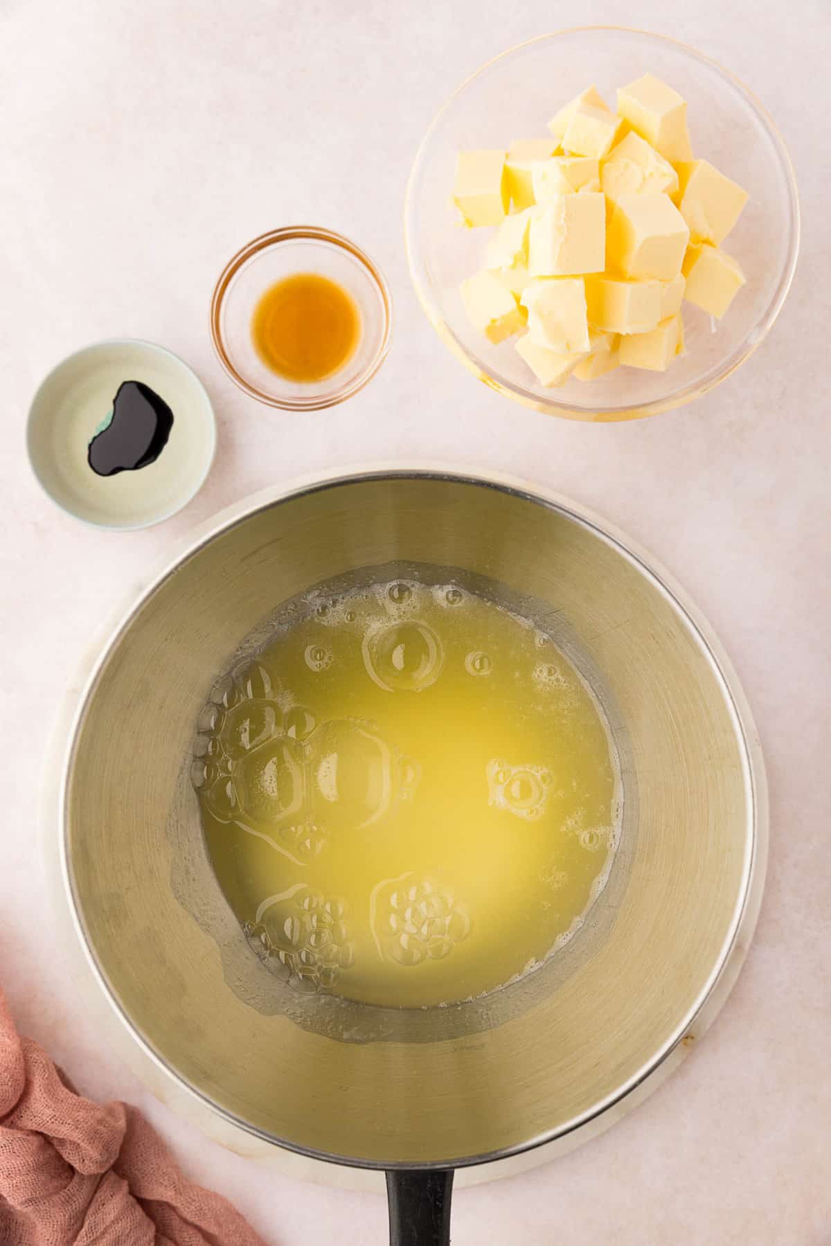 Preparing the Swiss Meringue Frosting for Easter Cupcake Recipe