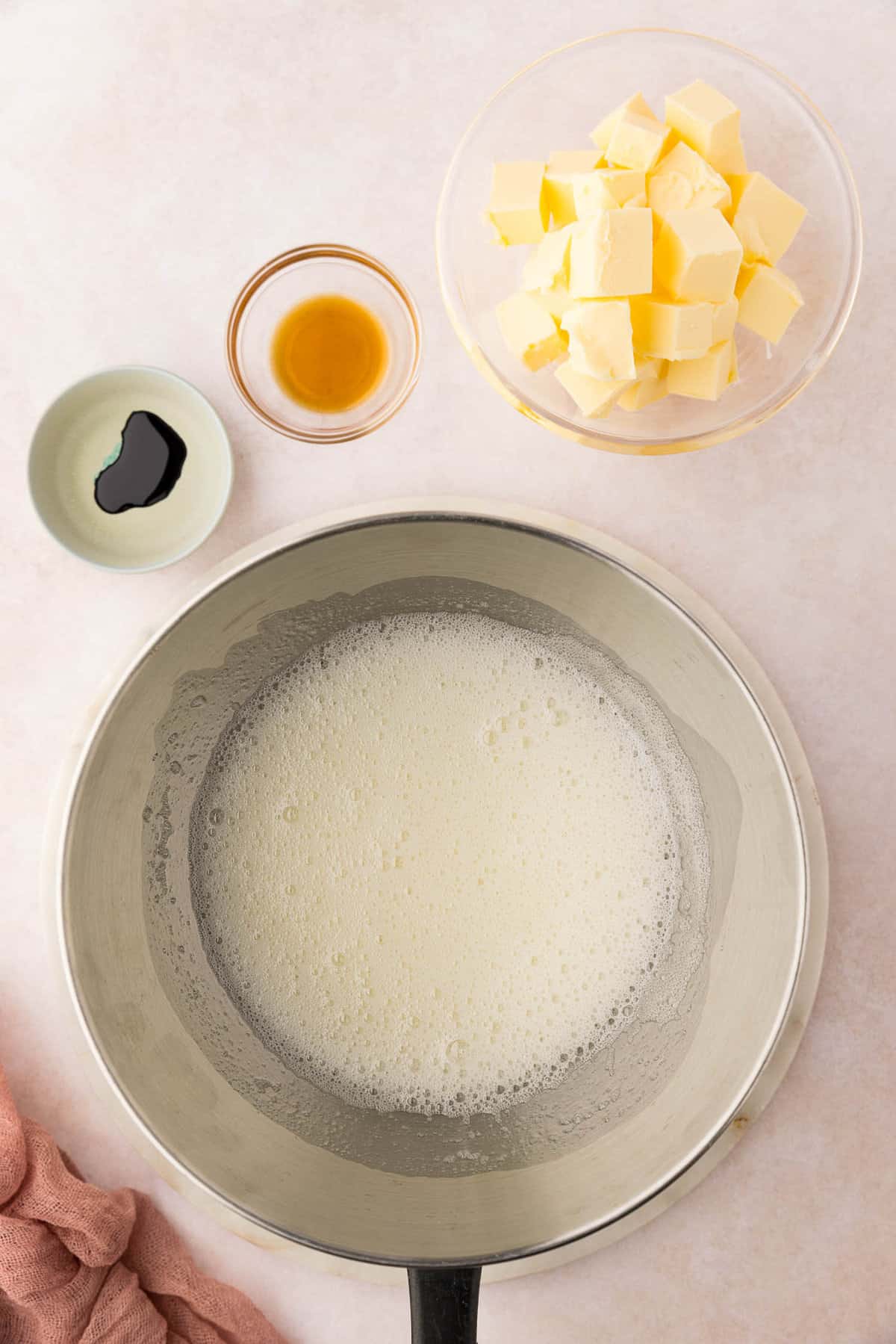 Preparing the Swiss Meringue Frosting for Easter Cupcake Recipe