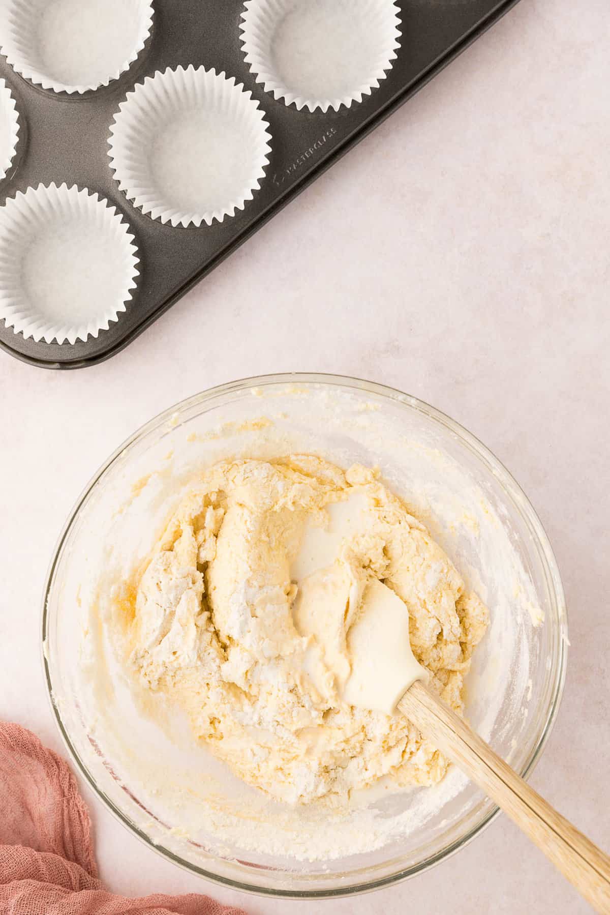 Adding Milk to Batter for Easter Cupcake Recipe