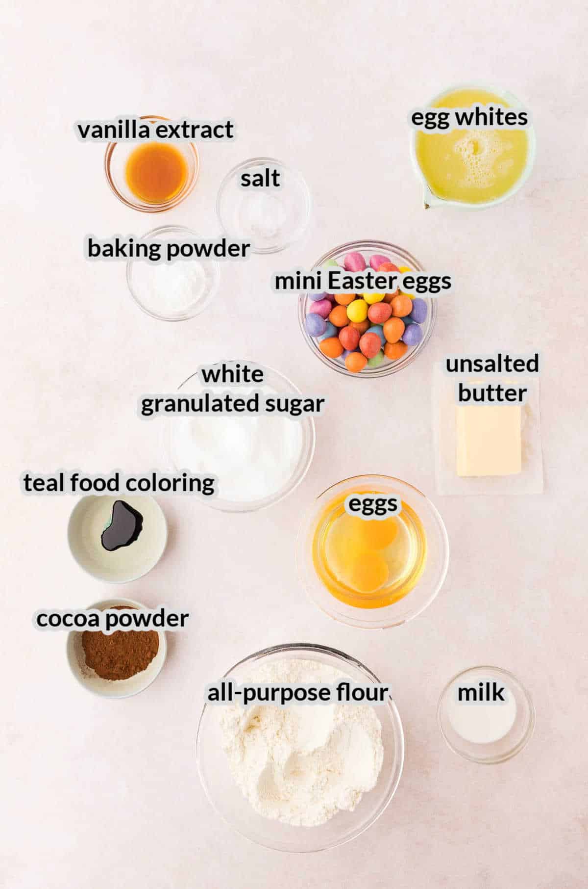 Overhead Image of Easter Cupcakes Ingredients