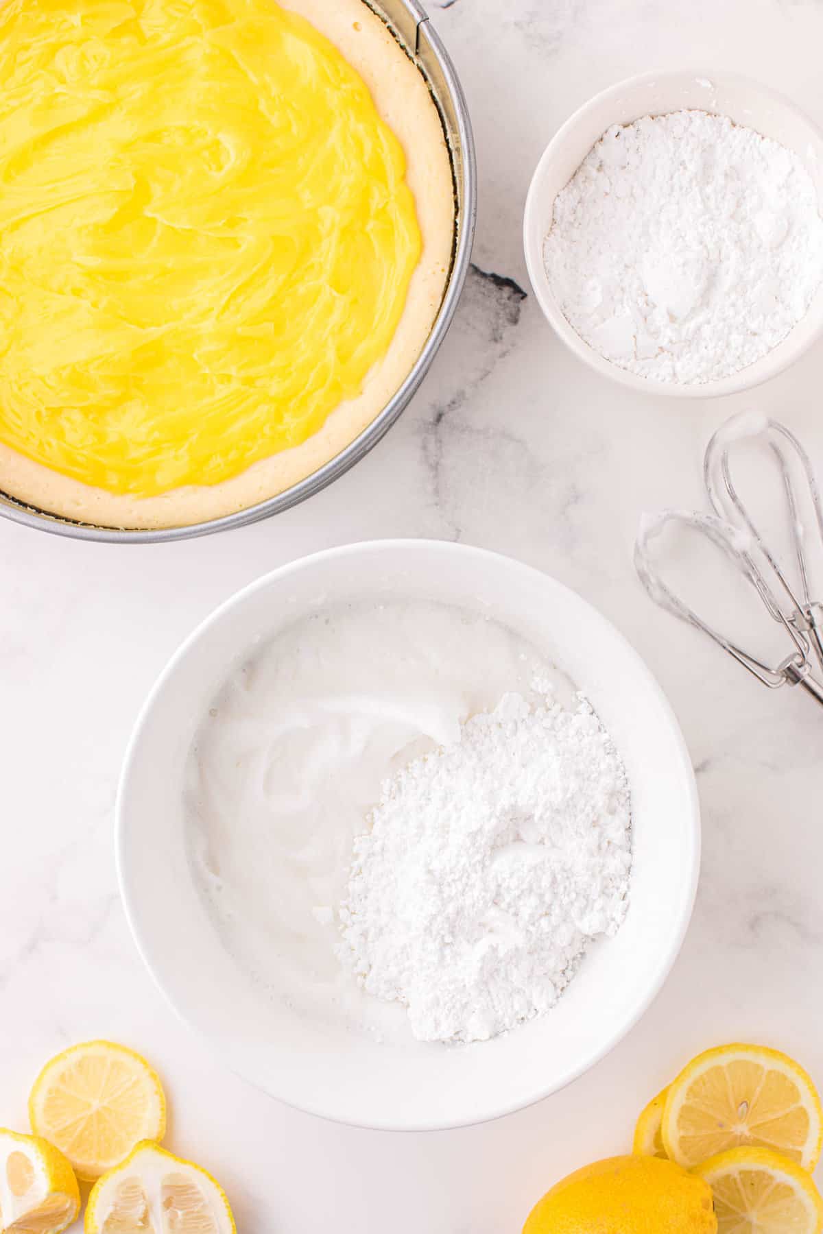 Preparing the Topping for Lemon Meringue Cheesecake Recipe