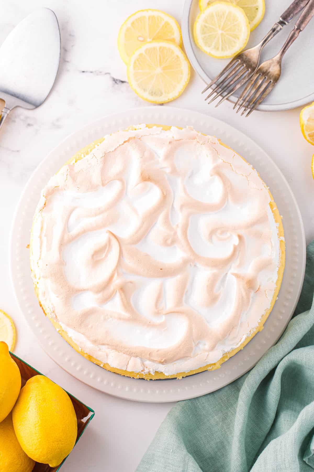 Golden Brown Meringue Atop the Lemon Curd Cheesecake Recipe