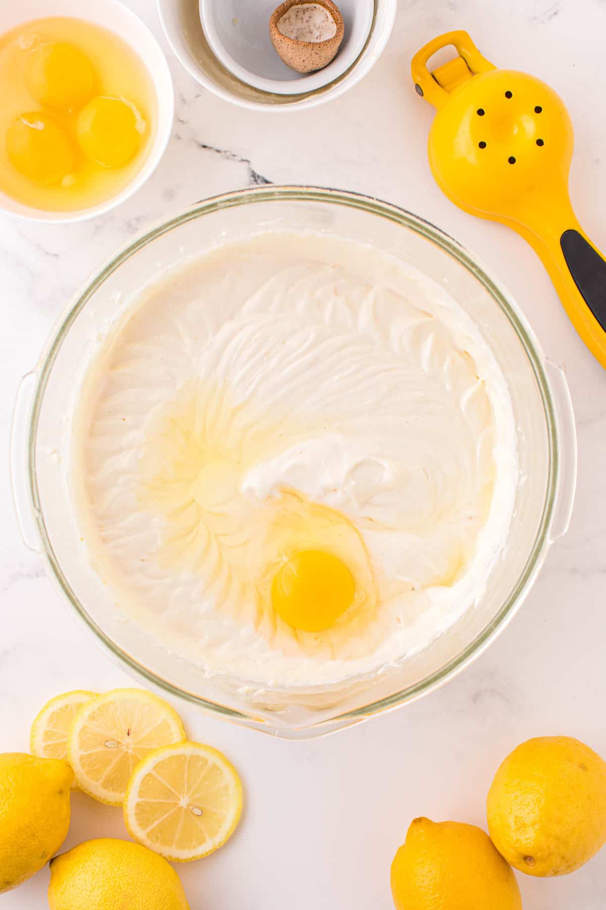 Blending Ingredients for Lemon Curd Cheesecake Recipe