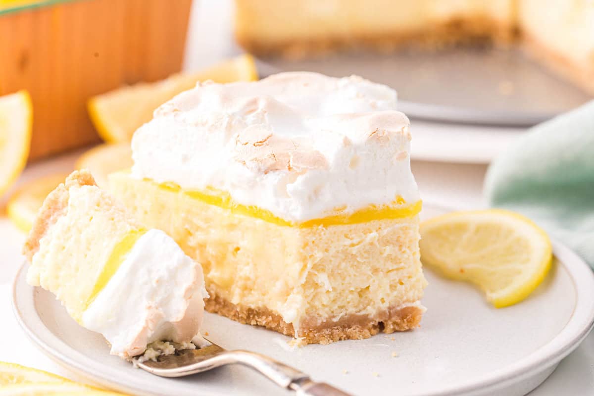 Delicious First Bite of Lemon Meringue Cheesecake Recipe