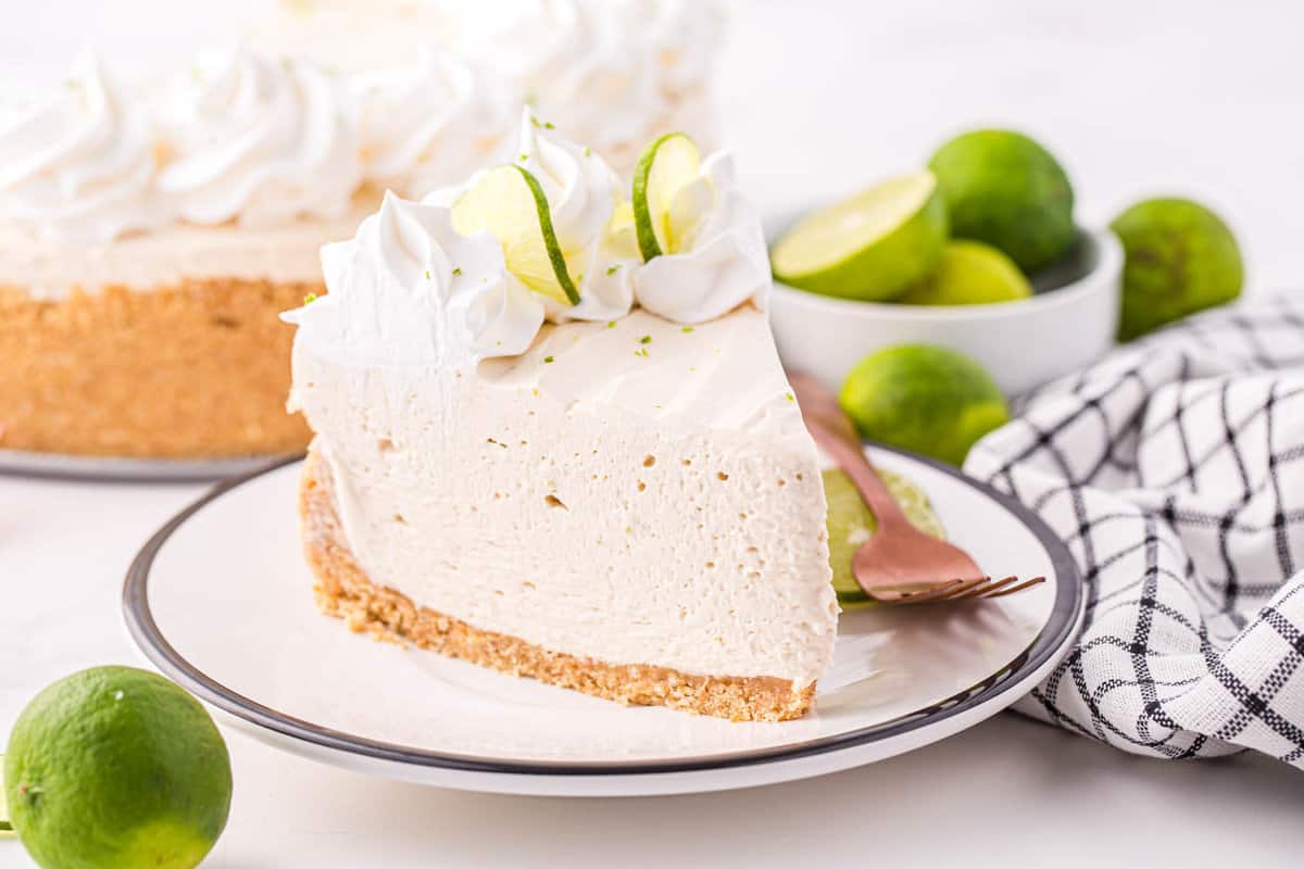 Easy Key Lime Cheesecake  Recipe Sliced and Ready to Enjoy