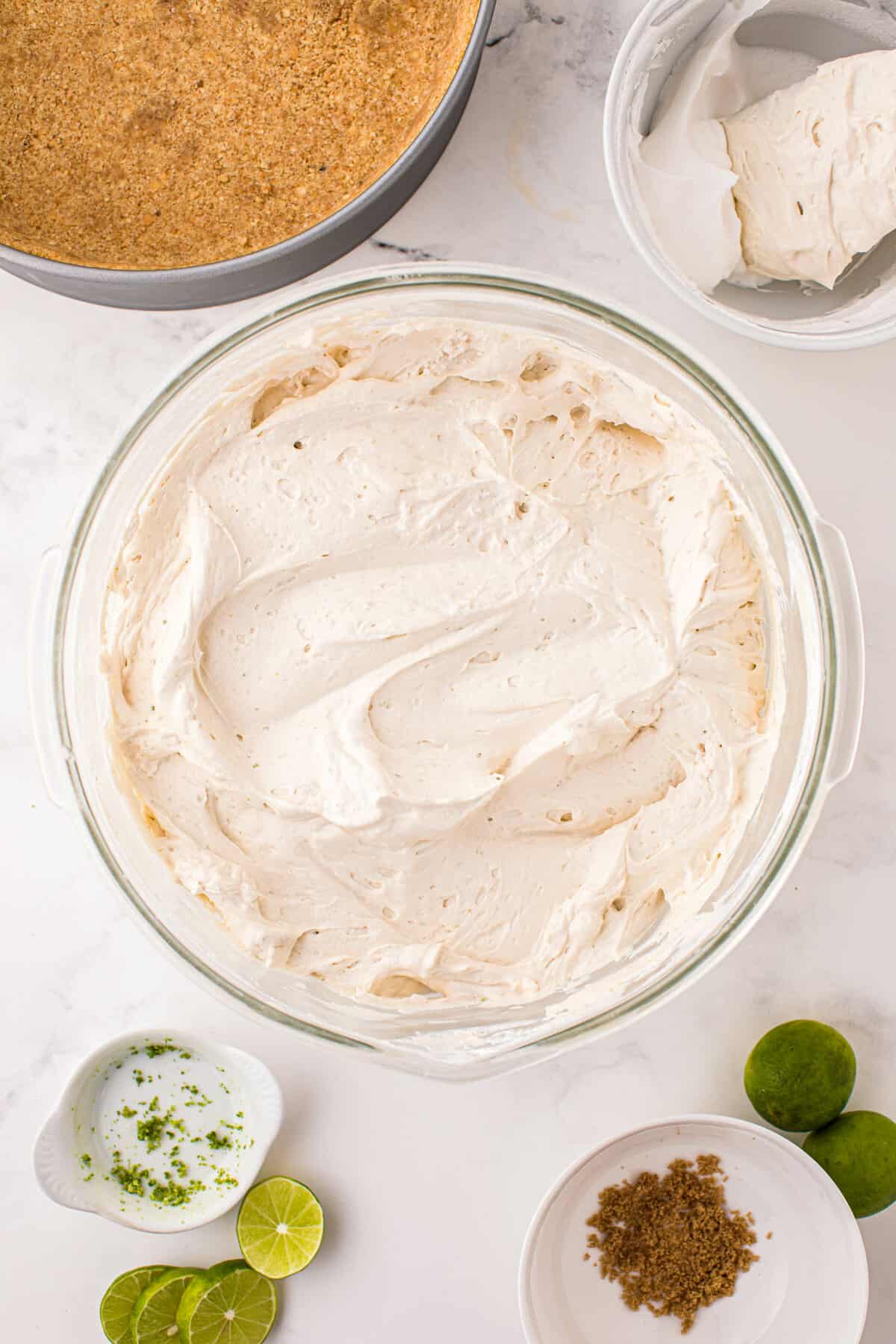 No Bake Key Lime Cheesecake Recipe Ready to be Added to Springform Pan