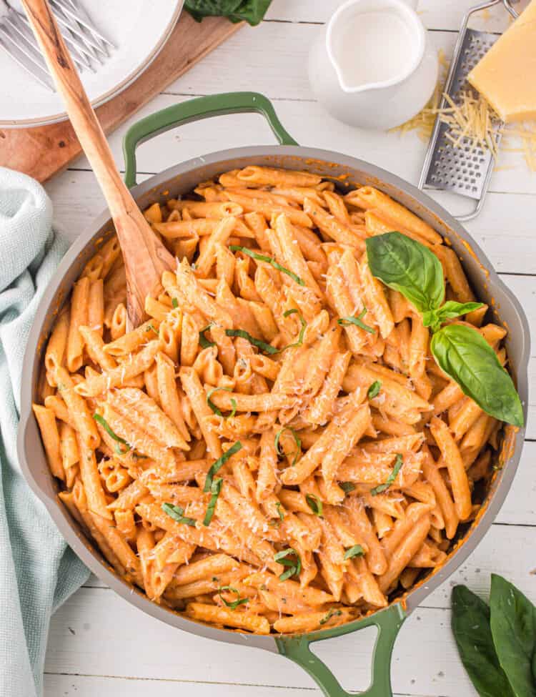 Best Penne alla Vodka Recipe with Spoon Ready for the First Bite