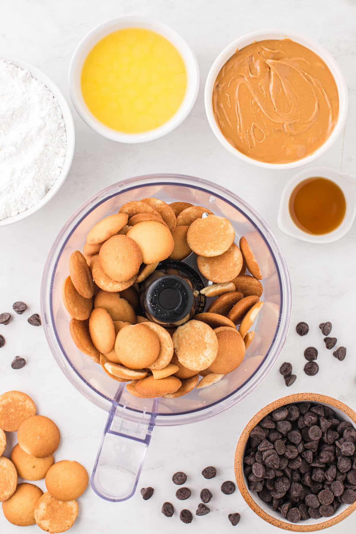 Vanilla Wafers in Food Processor for Chocolate Peanut Butter Bars Recipe