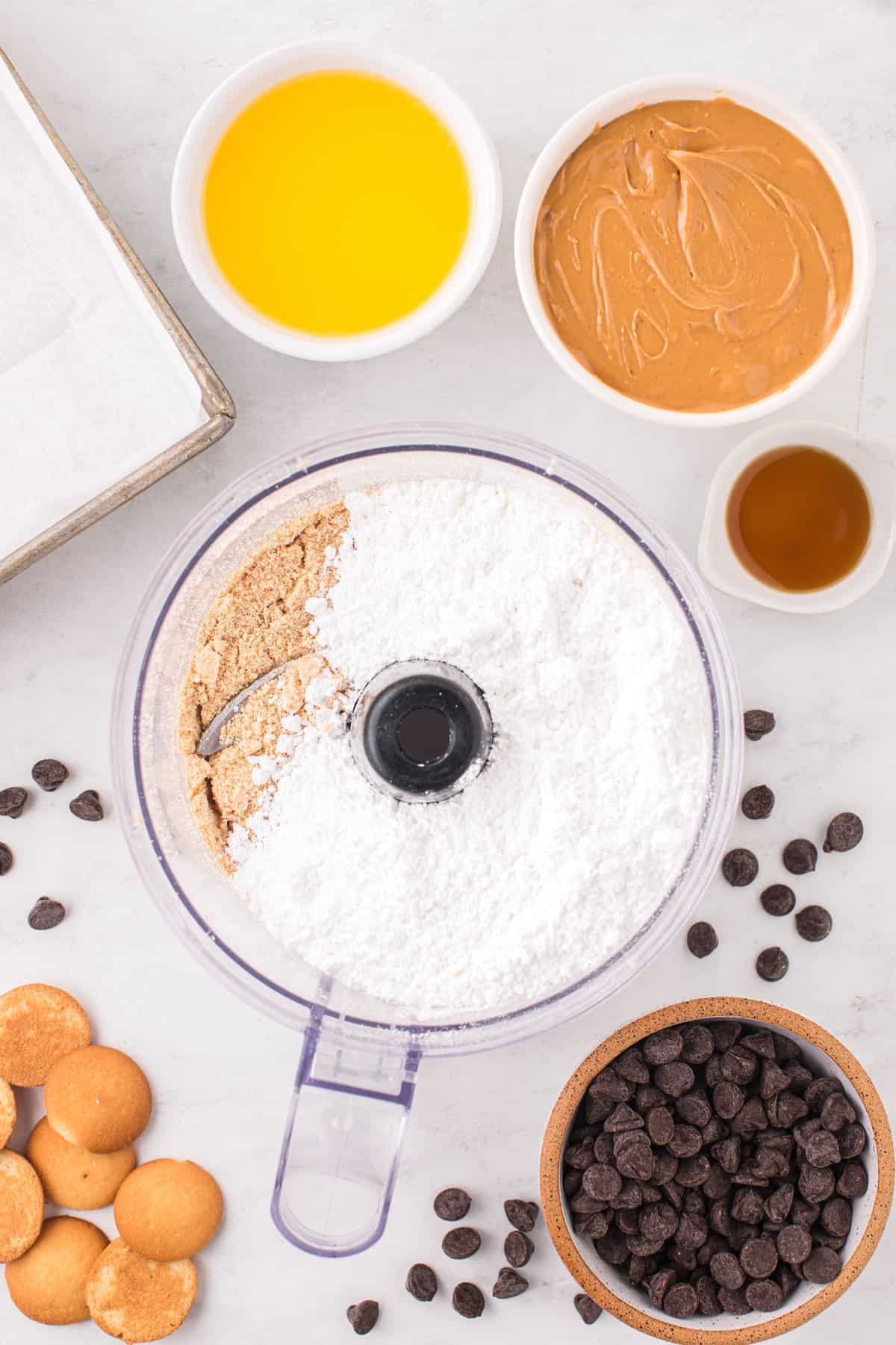 Adding Powdered Sugar to Wafers for Chocolate Peanut Butter Bars Recipe