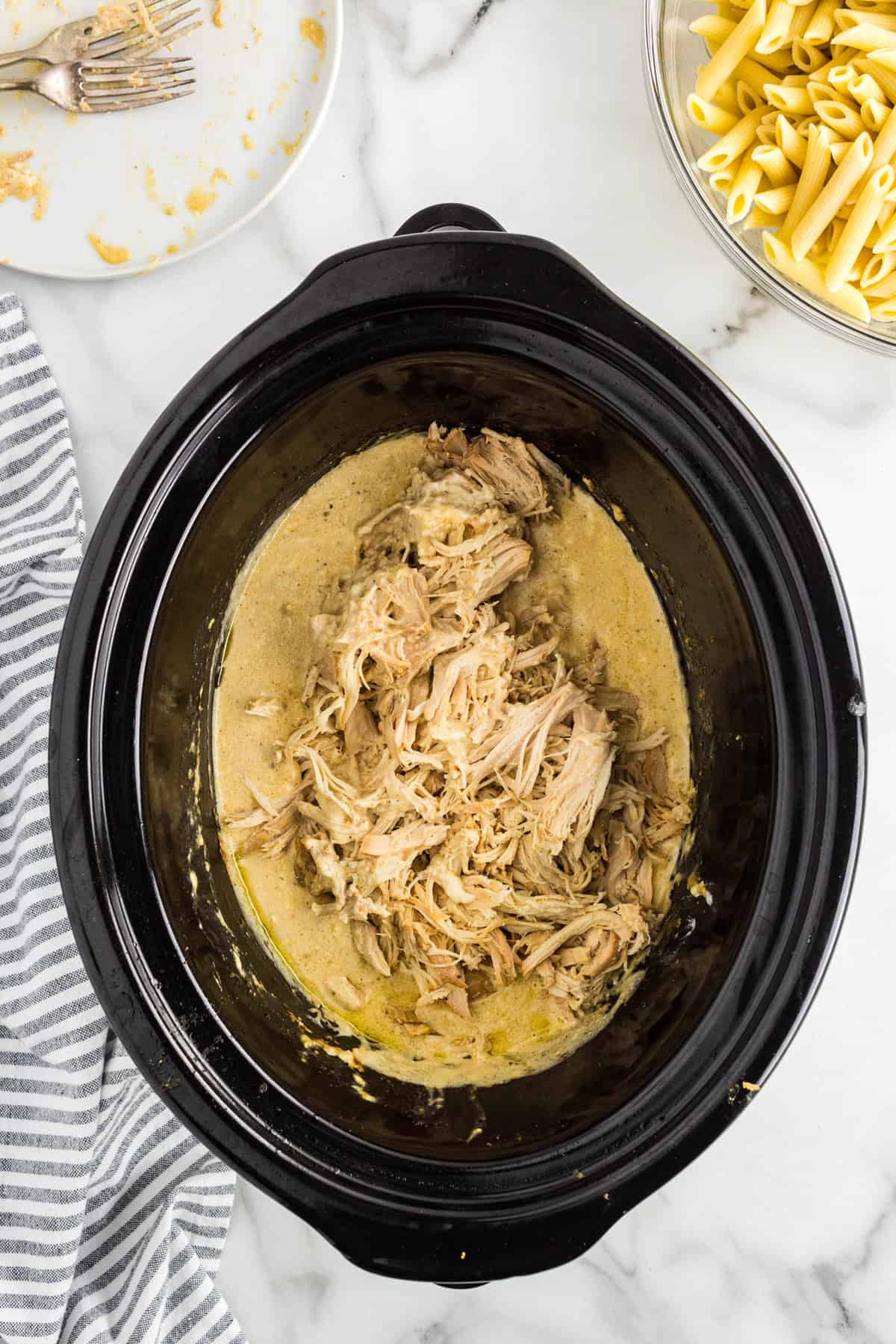 Adding Shredded Chicken Back to Crock Pot for Olive Garden Chicken Recipe