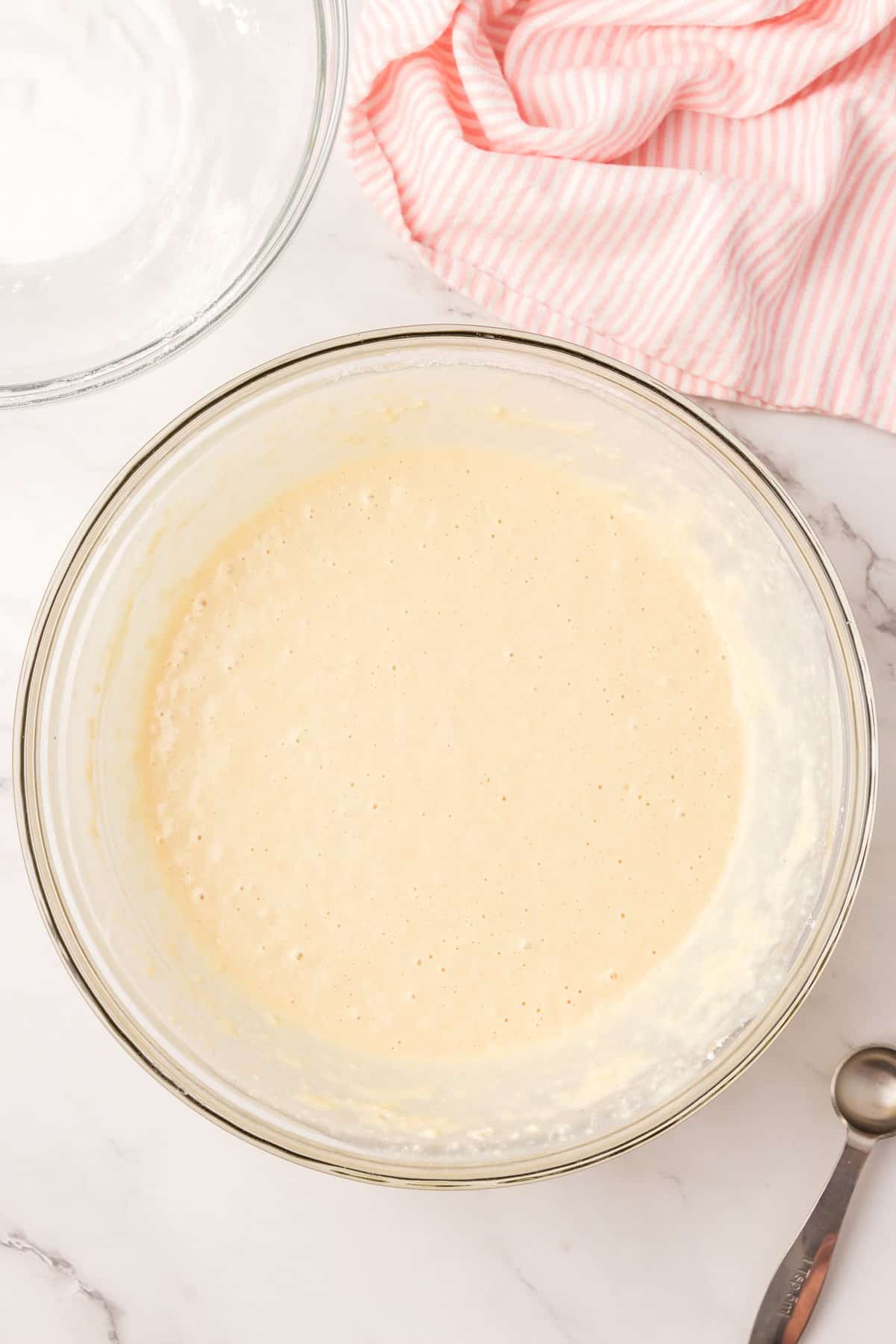 Mixing Dough in Glass Bowl for Homemade English Muffins