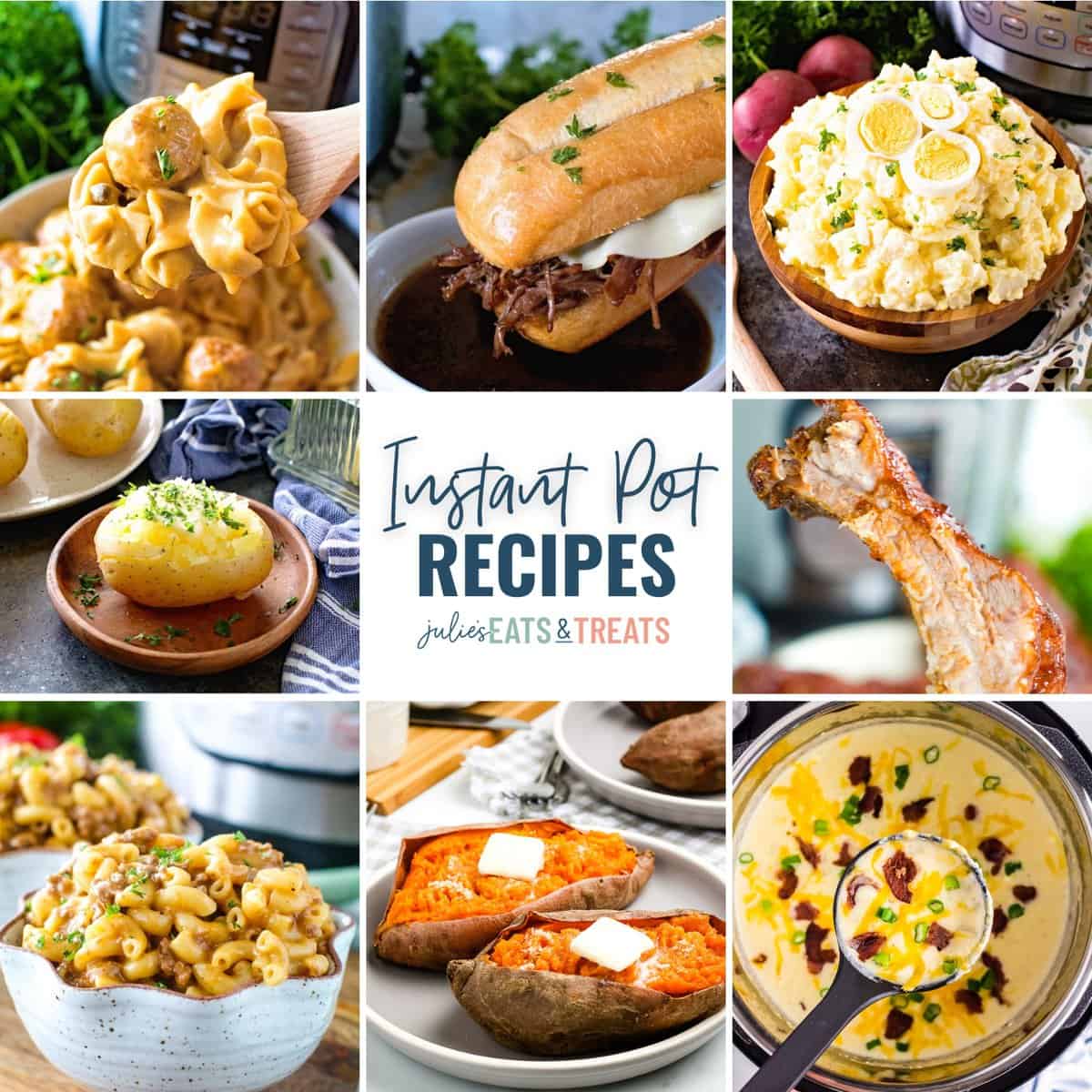Instant Pot Recipes Square Image of collage pictures