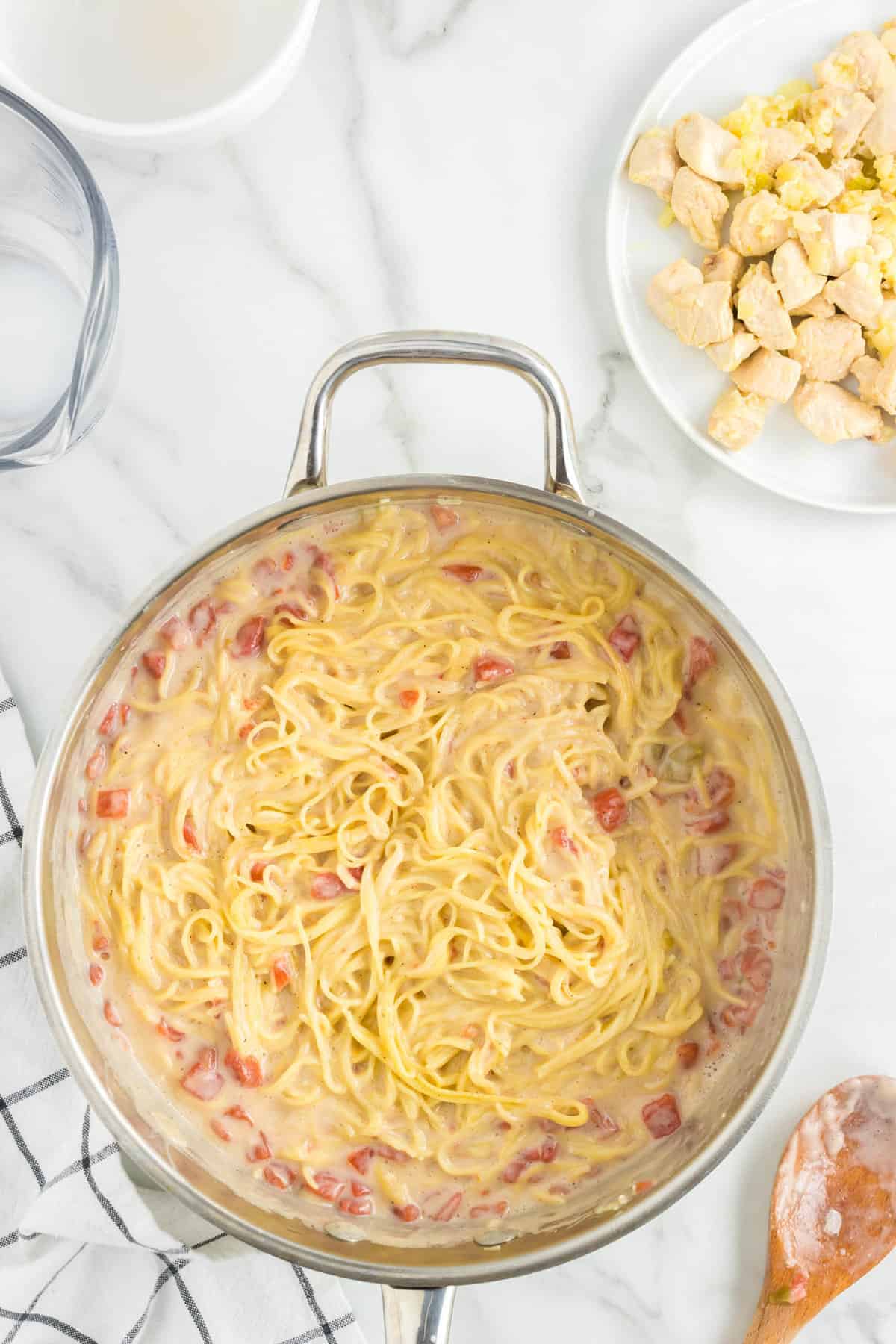 Combined One Pot Chicken Spaghetti Ingredients