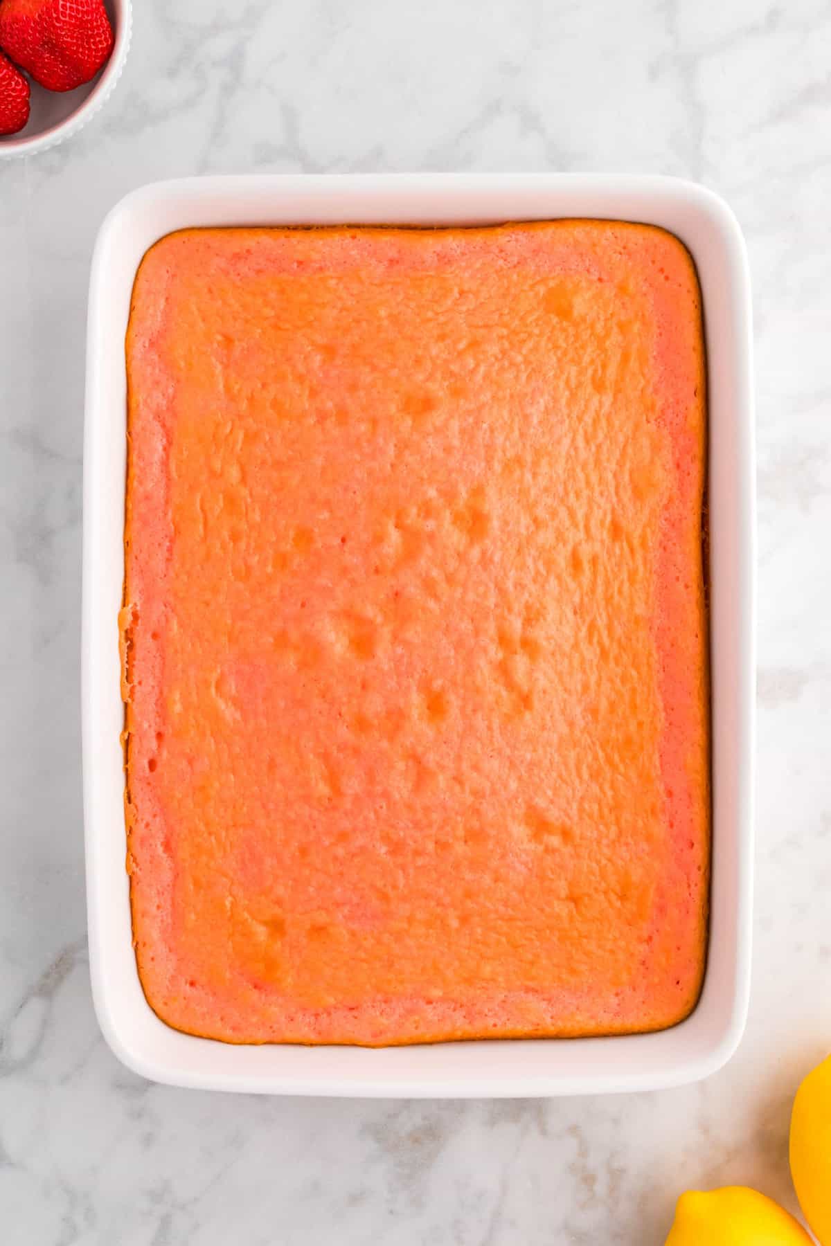 Strawberry Lemon Cake Just Out of the Oven Baked to a Golden Brown