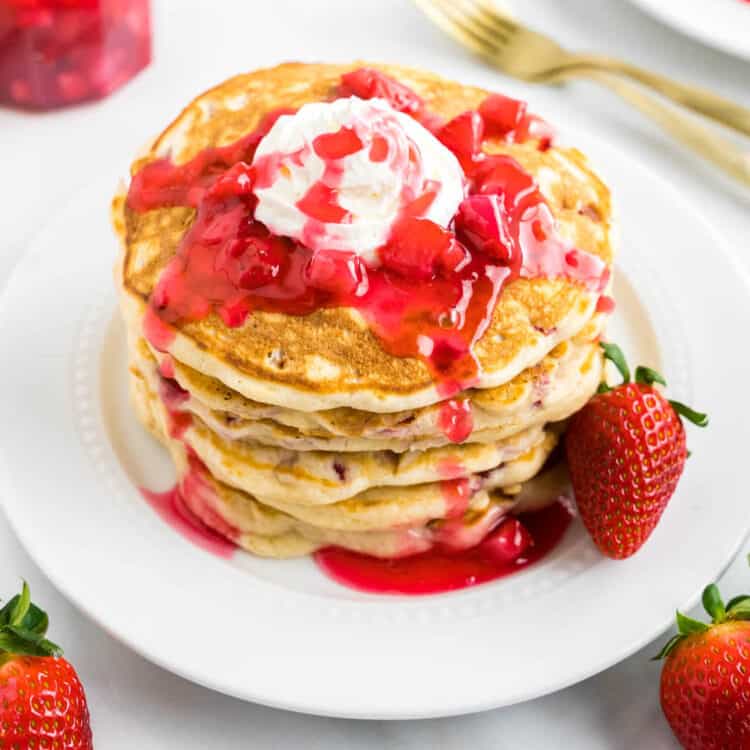 Light & Fluffy Homemade Strawberry Pancakes
