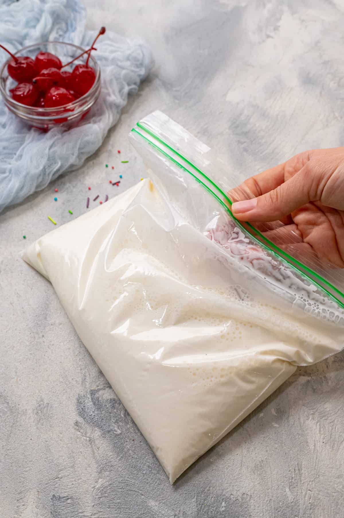 Place all ingredients in a bag and mix around.