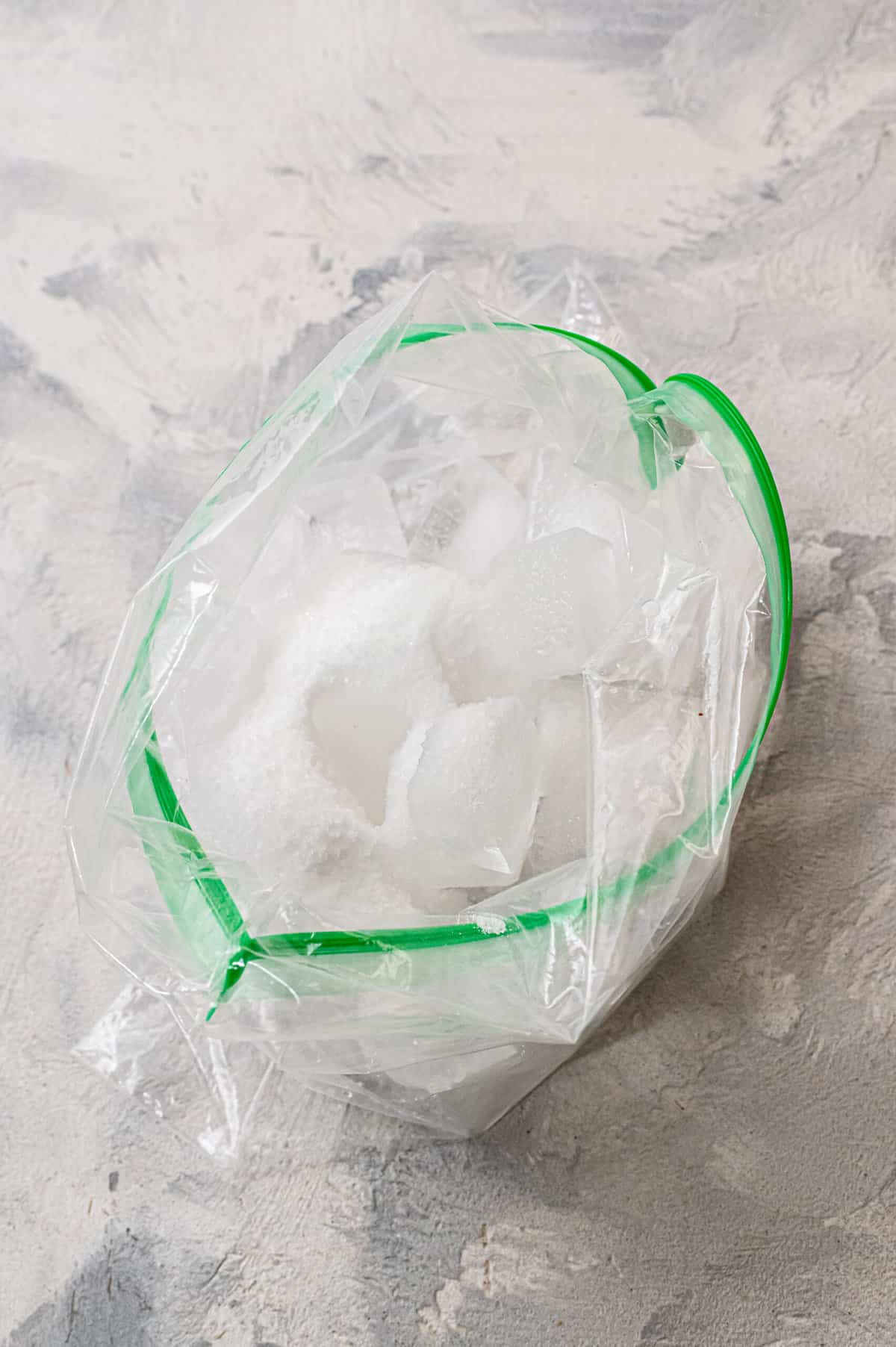 Place ice and Salt in a big zip lock bag.