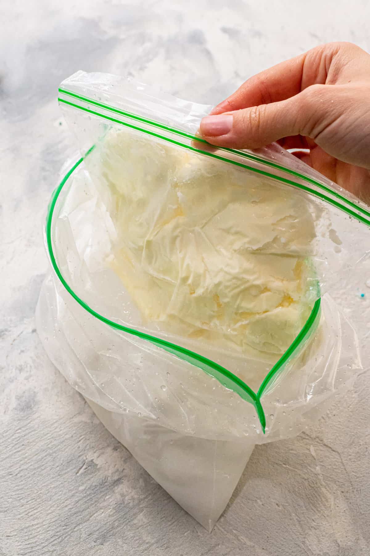 Take ice Cream out of the bag once it is made into ice cream