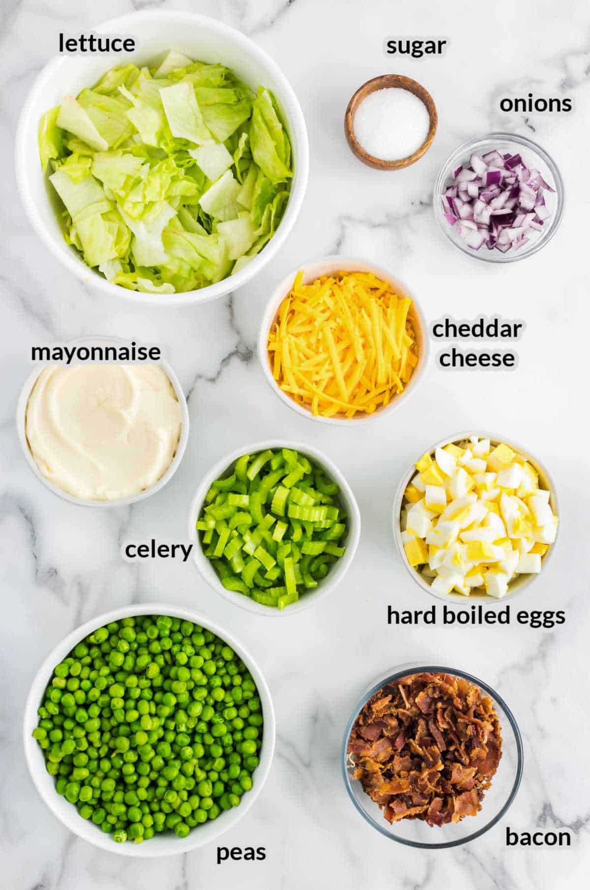 7 Layer Salad Ingredients with lables