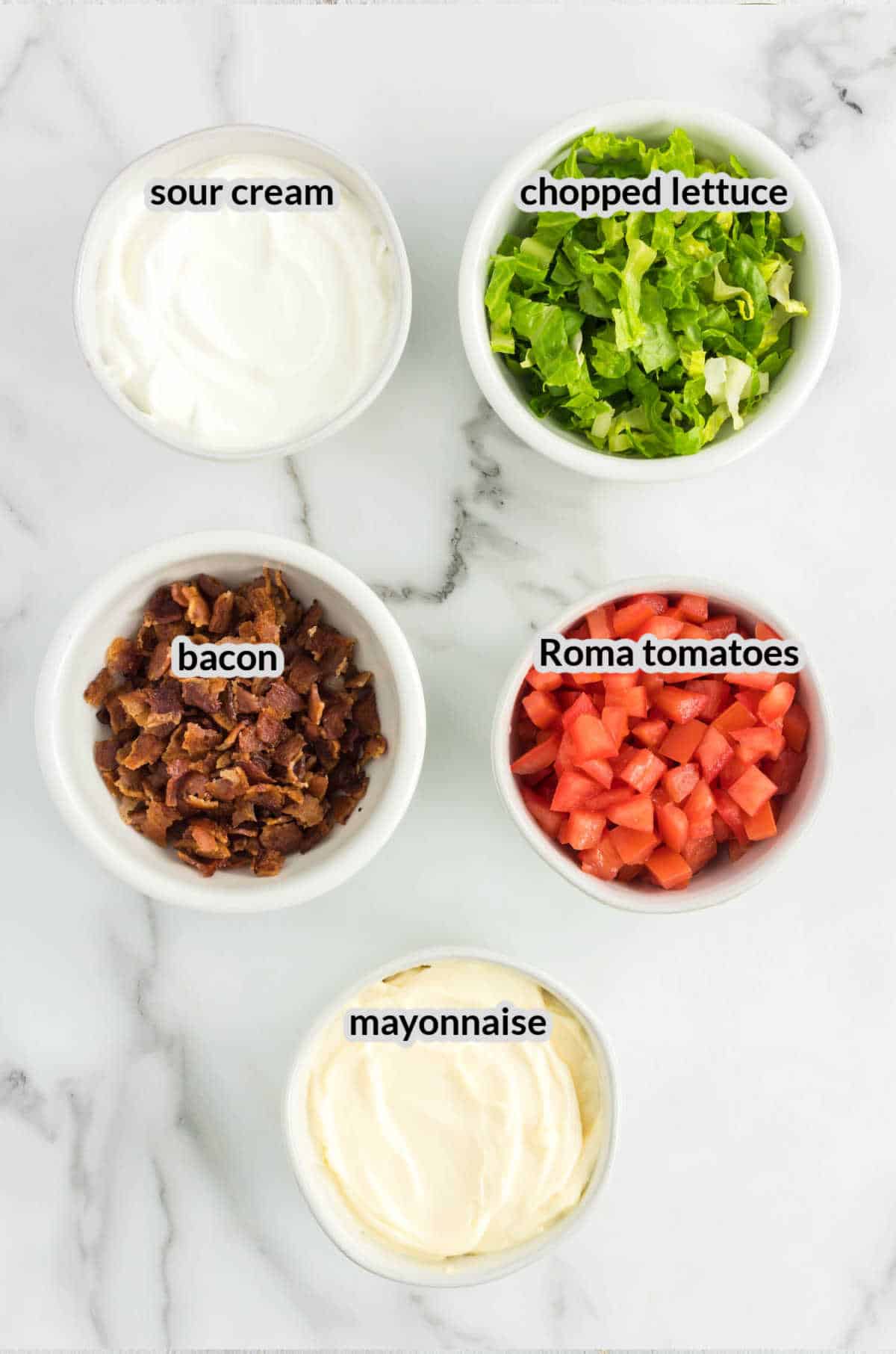 Overhead Image of BLT Dip Ingredients