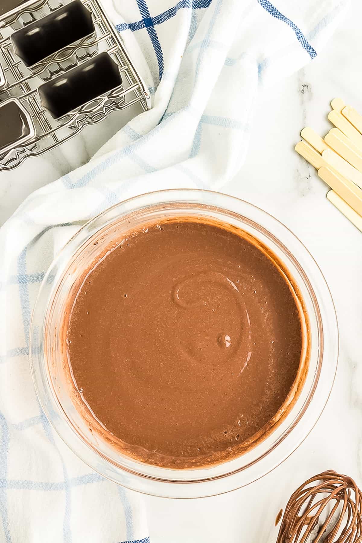 Mixed Instant Pudding ready to Pour into Popsicle Molds.