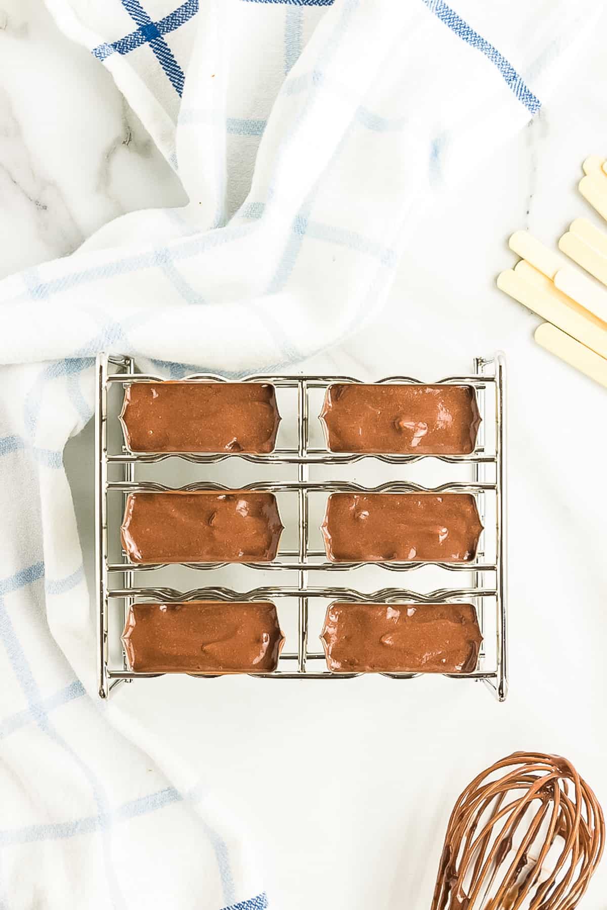 Pudding Displayed in the Popsicle Molds.