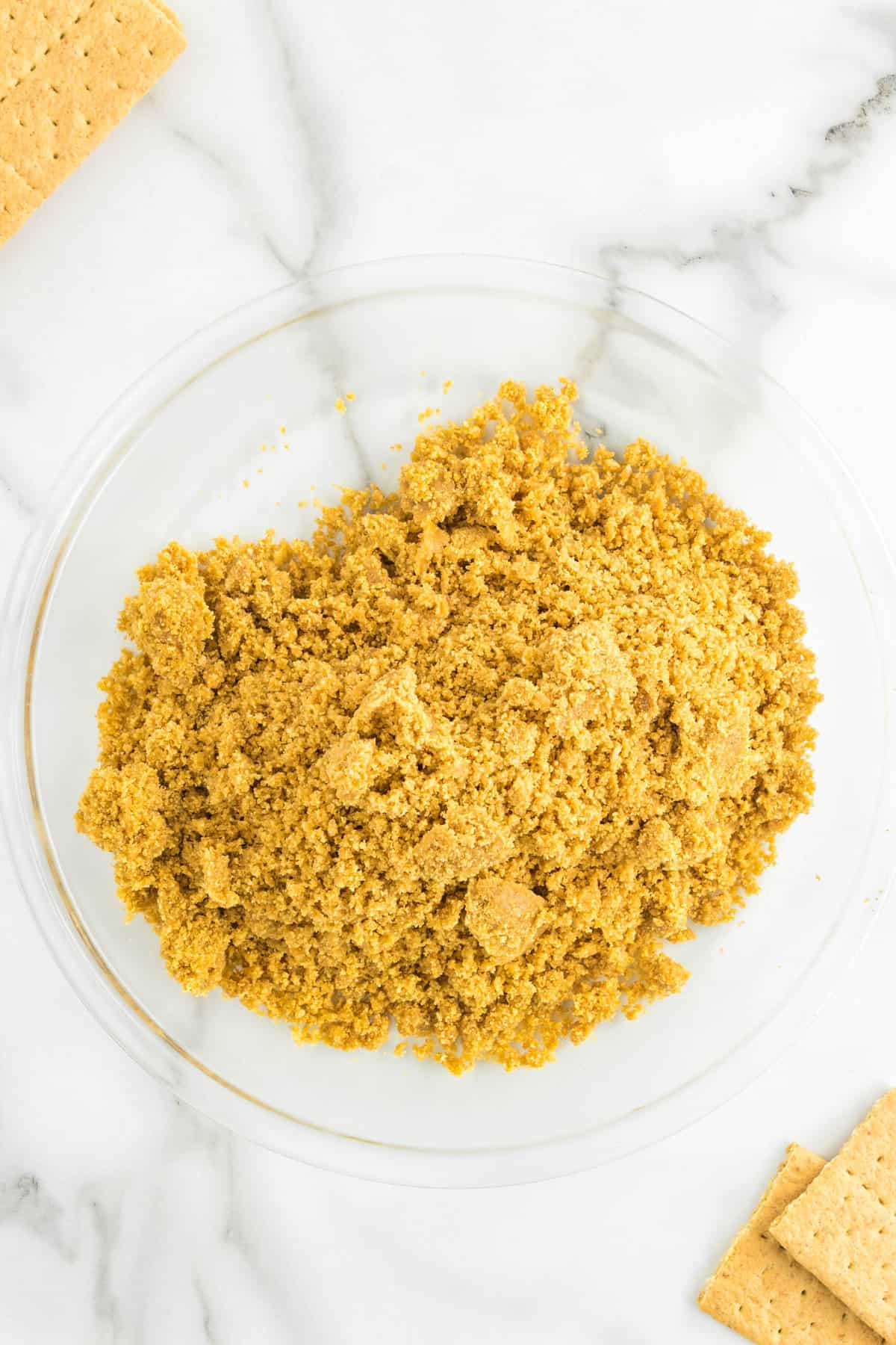 Combined Graham Cracker Crust in Mixing Bowl