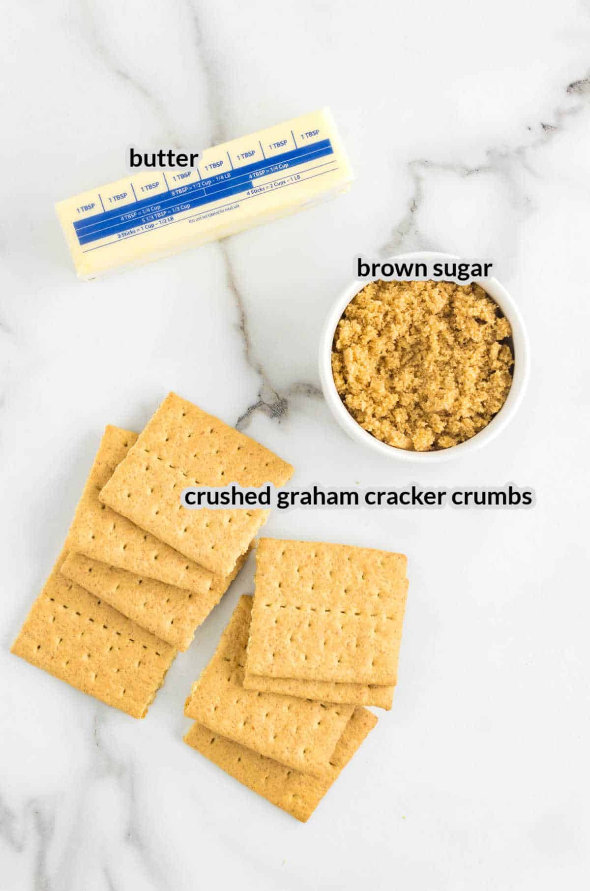 Overhead Image of Graham Cracker Crust Ingredients