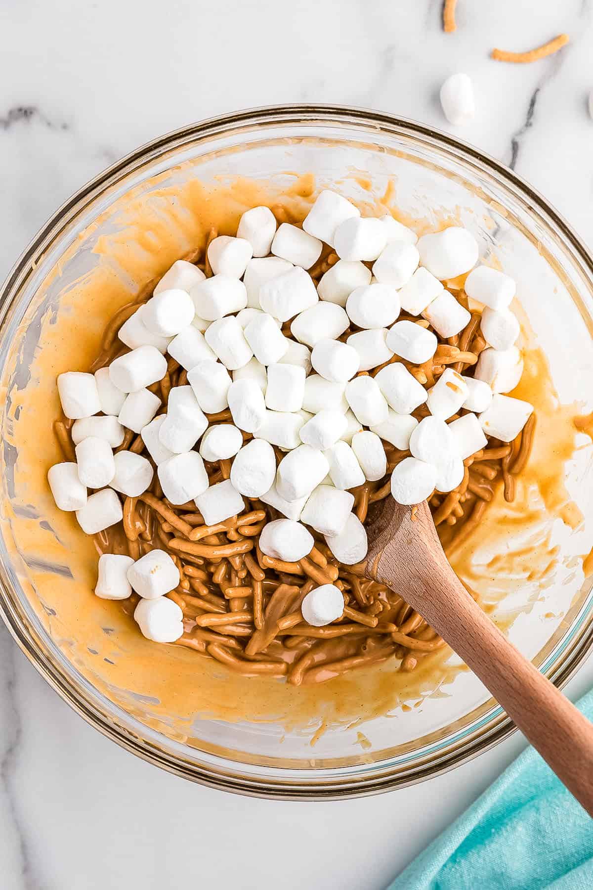 Add in Marshmallows to the mixture.