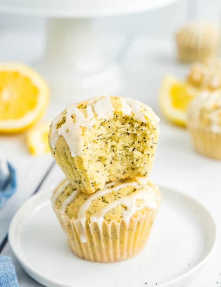 Lemon Poppy Seed Muffins on a white plate