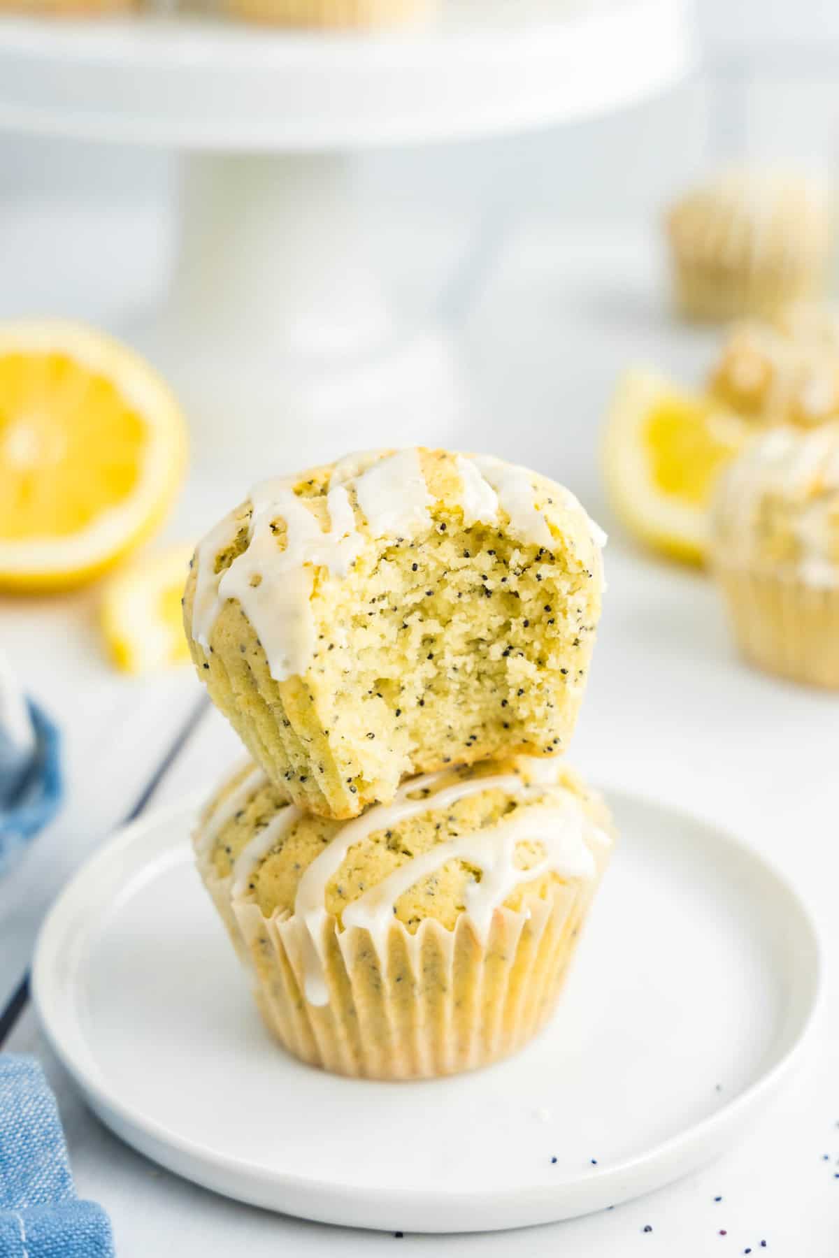 Lemon Poppy Seed Muffins on a white plate