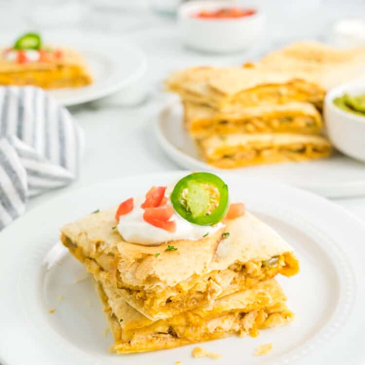 Sheet Pan Chicken Quesadillas Loaded with Toppings