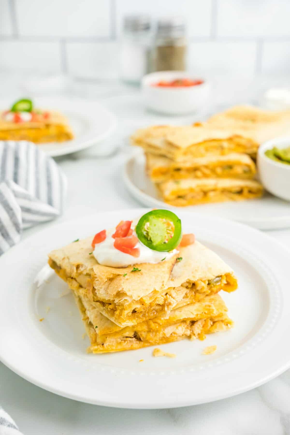 Sheet Pan Chicken Quesadillas Loaded with Toppings