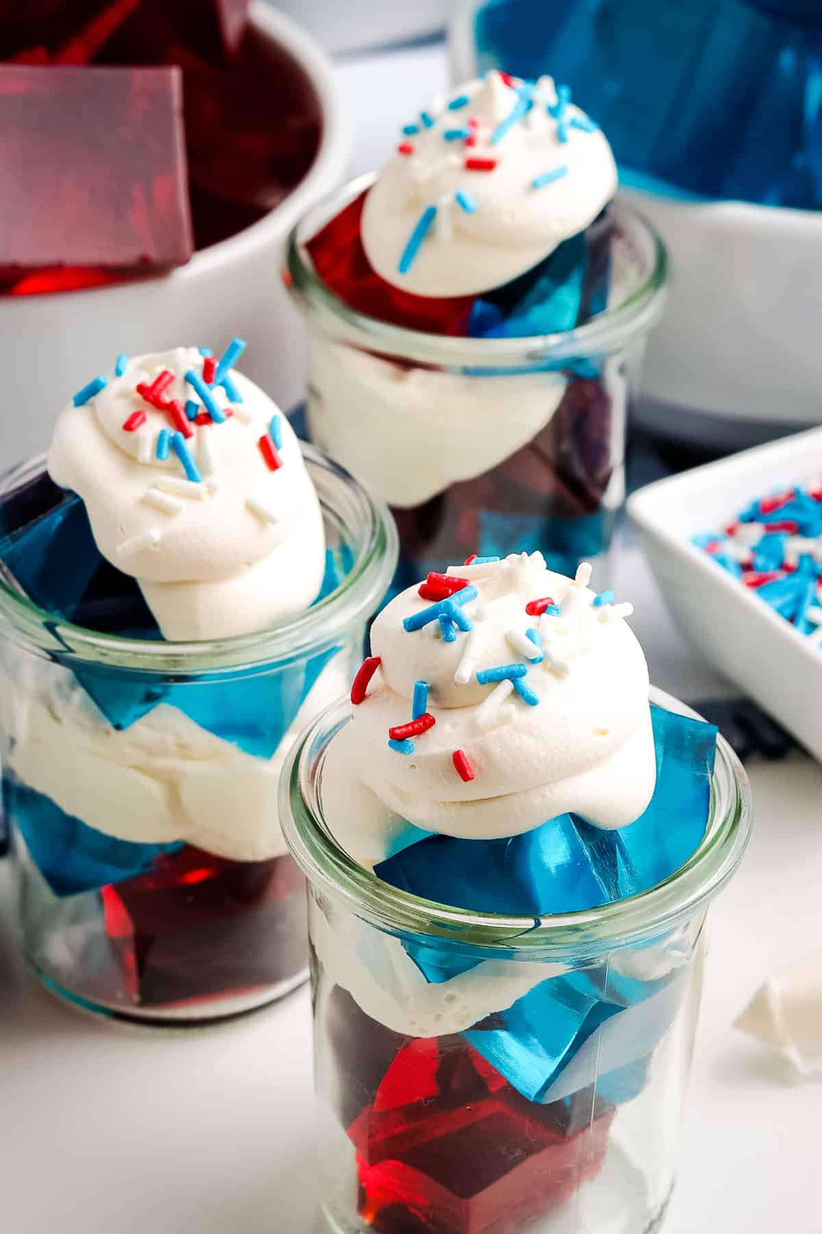 Close up Photo of Cups of Jello Parfaits