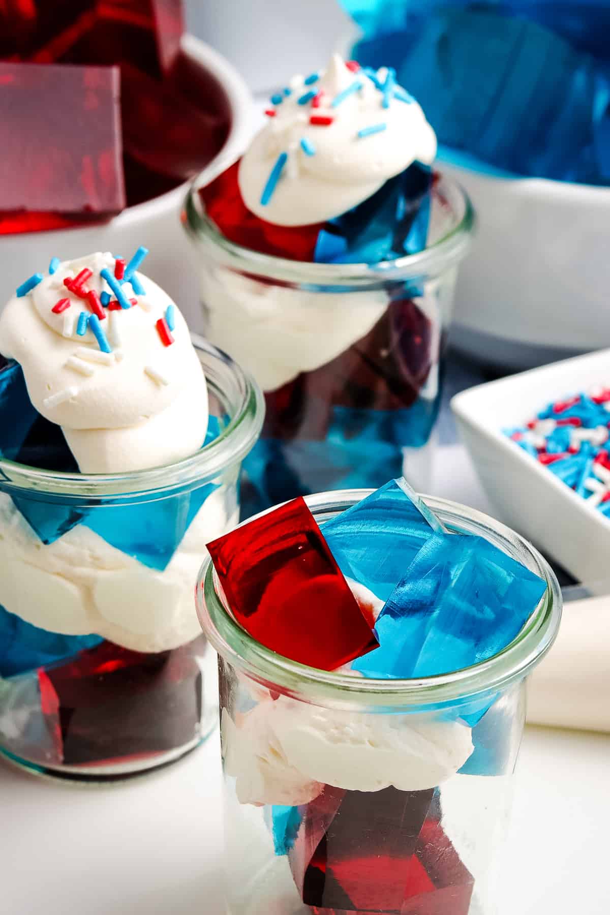 Red, White and Blue Jell-O Jigglers