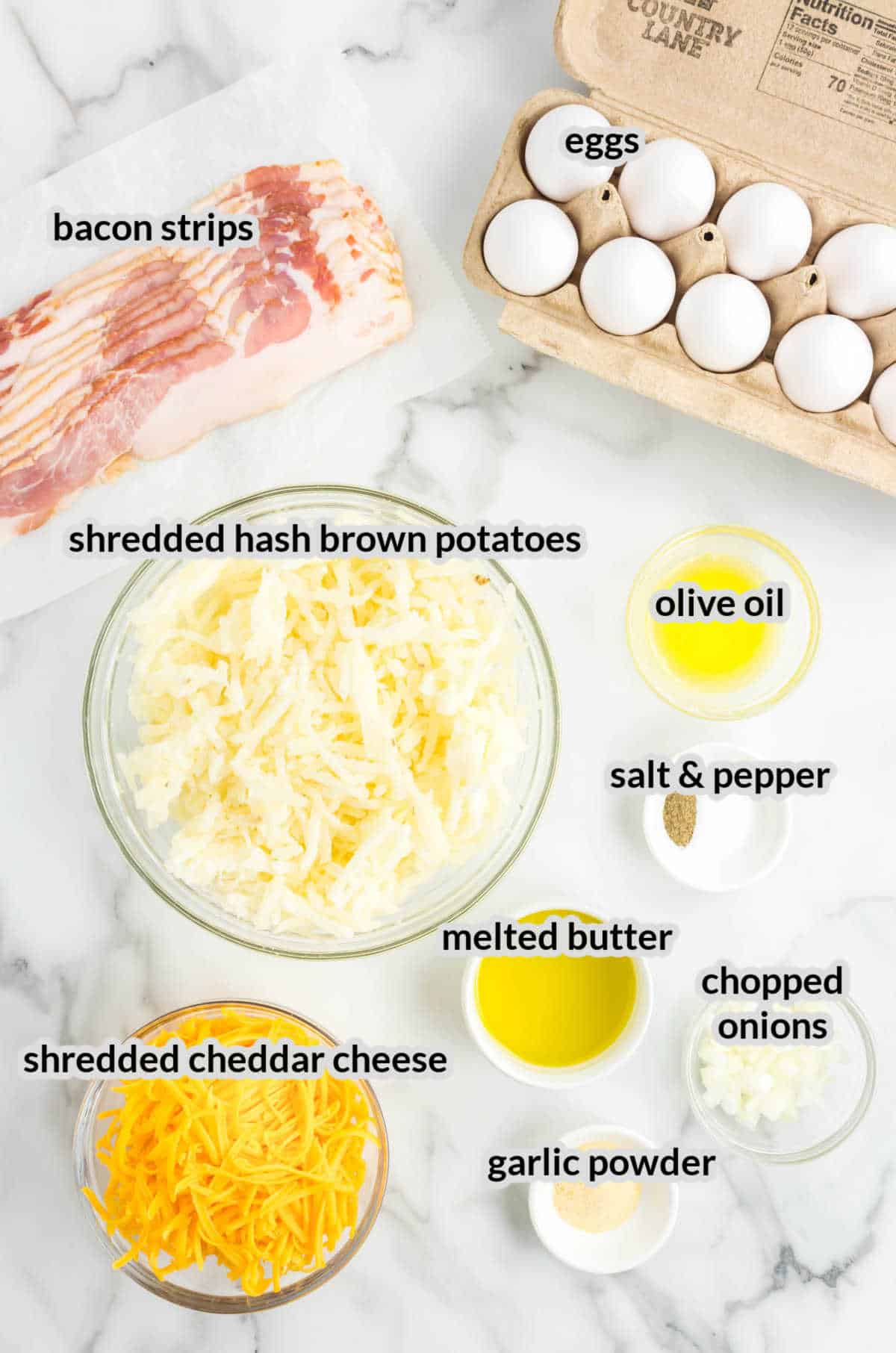 Overhead Image of Sheet Pan Breakfast Ingredients